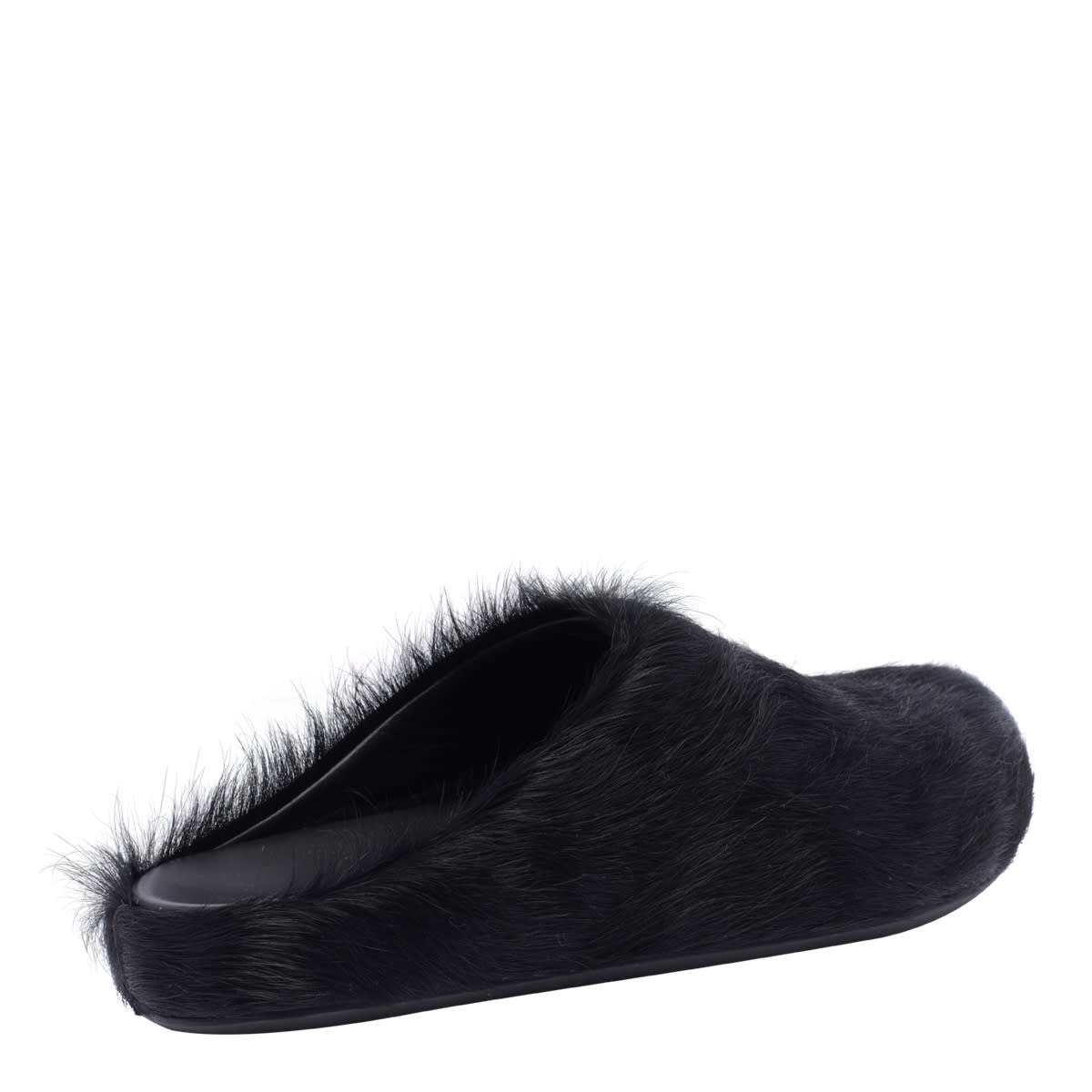 Marni Black Calf Hair Fussbett Mules In Black