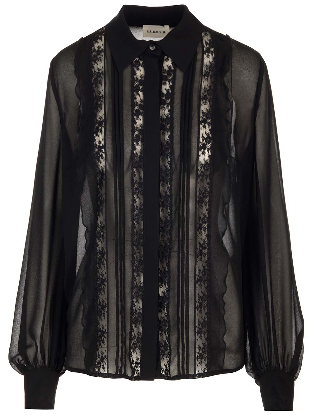 P.a.r.o.s.h Black Shirt With Lace Details In Black