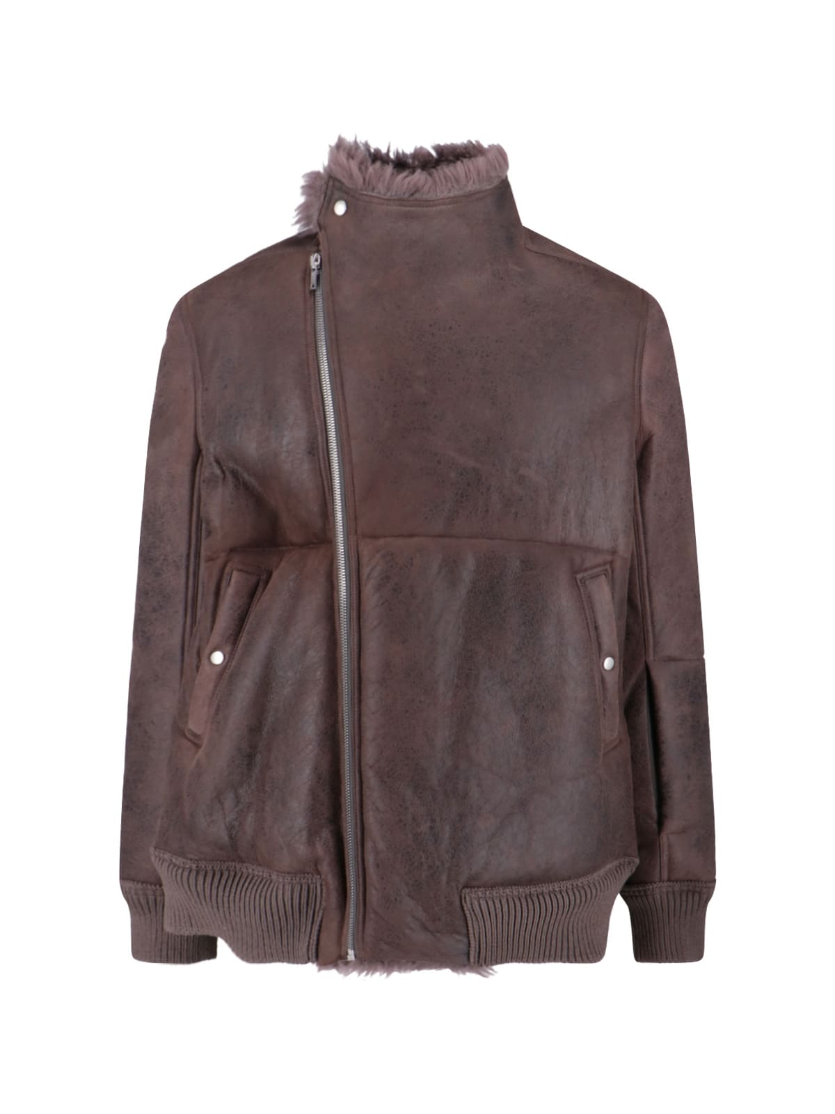 Rick Owens Lamb Leather And Shearling Jacket In Brown