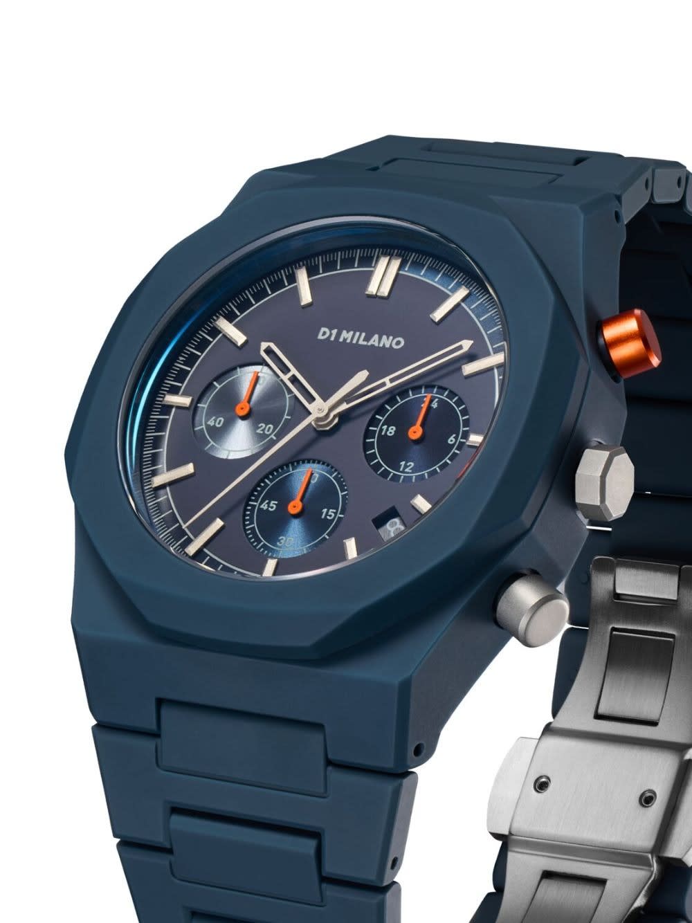 D1 MILANO CHARCOAL NEPTUNE BLUE POLYCHRONO 40.5 MM WATCH 