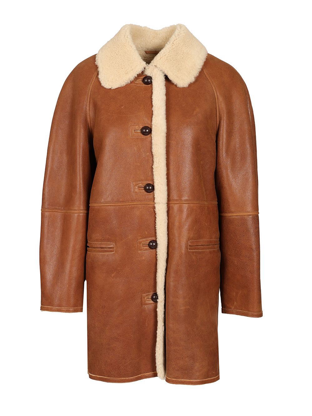 Isabel Marant Longline Jacket Shearling Collar In Brown