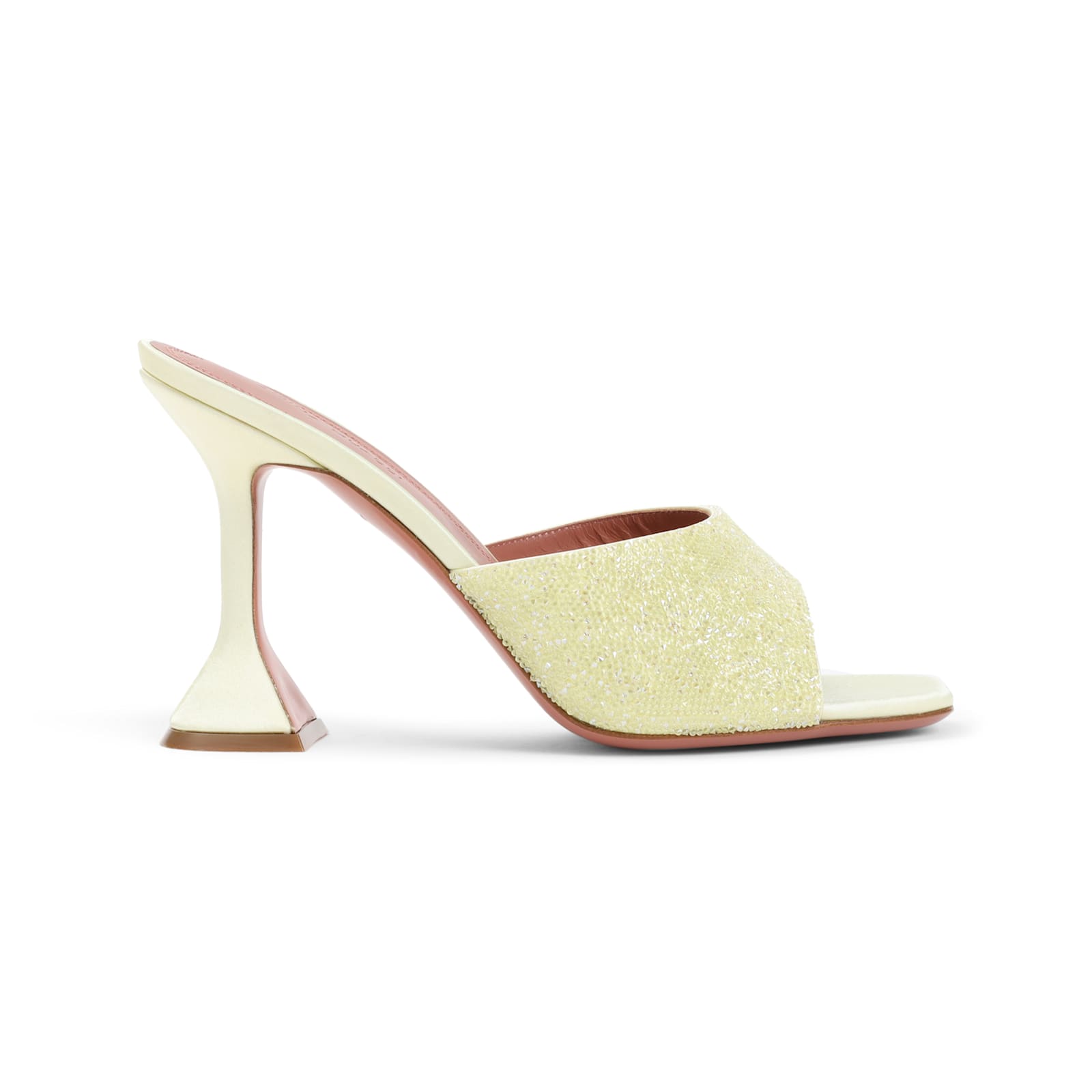 Amina Muaddi Yellow Satin Sandals With Hourglass Heel In Yellow