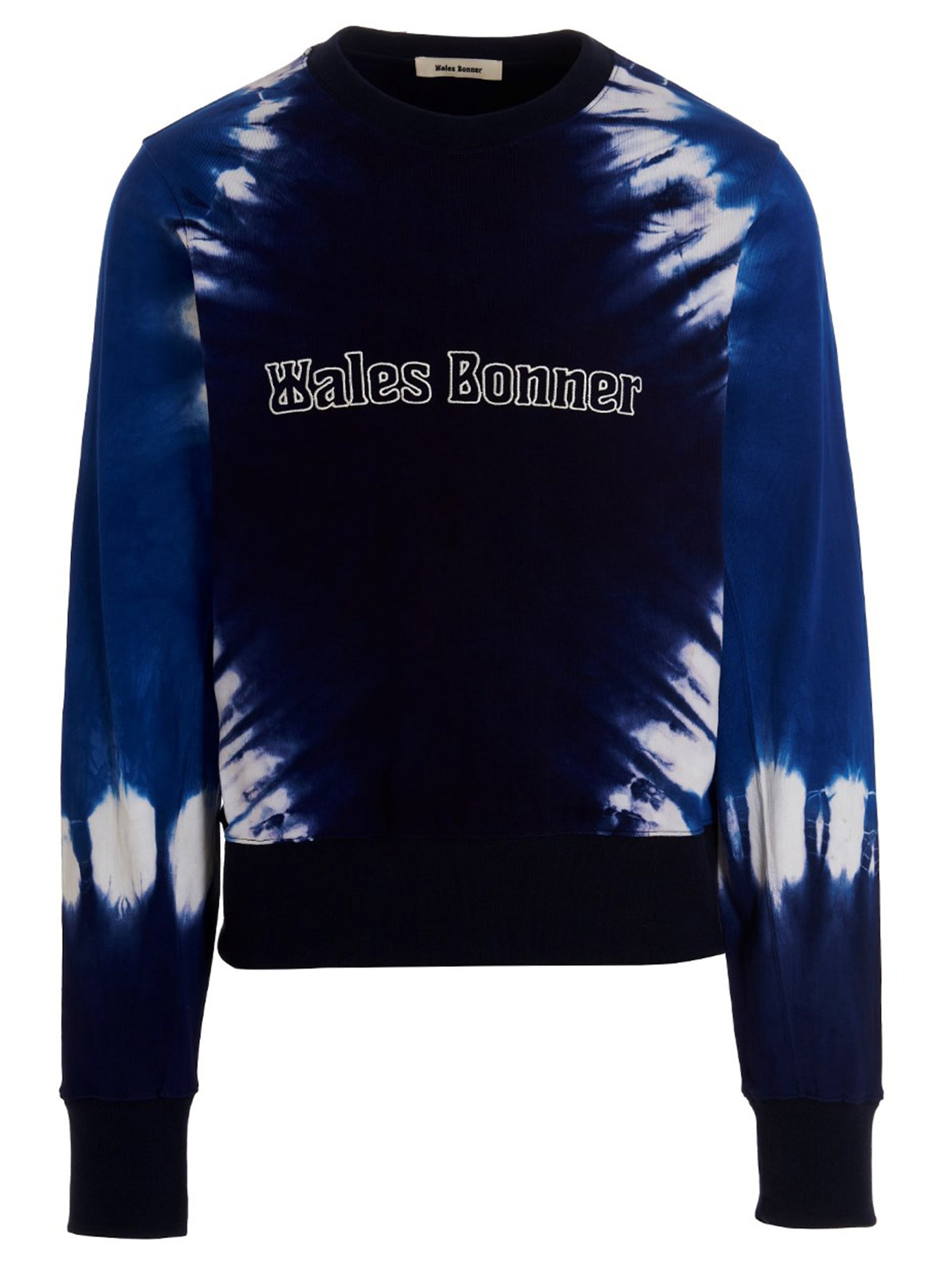 Shop Wales Bonner Logo Embroidery Tie Dye Sweatshirt In Blue