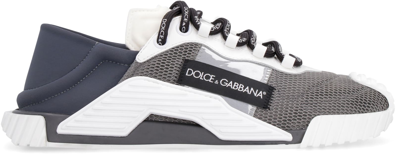 Shop Dolce & Gabbana Ns1 Leather And Fabric Low-top Sneakers In Grigio
