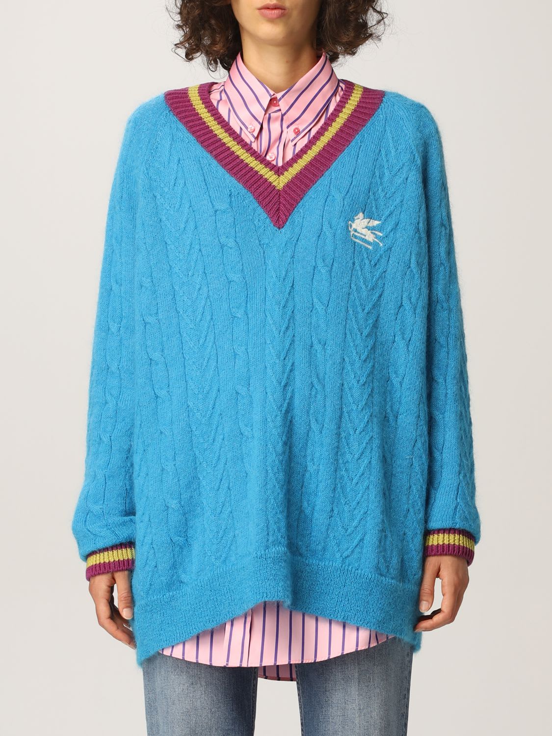 Etro Sweater Etro V-neck Pullover With Pegaso Logo