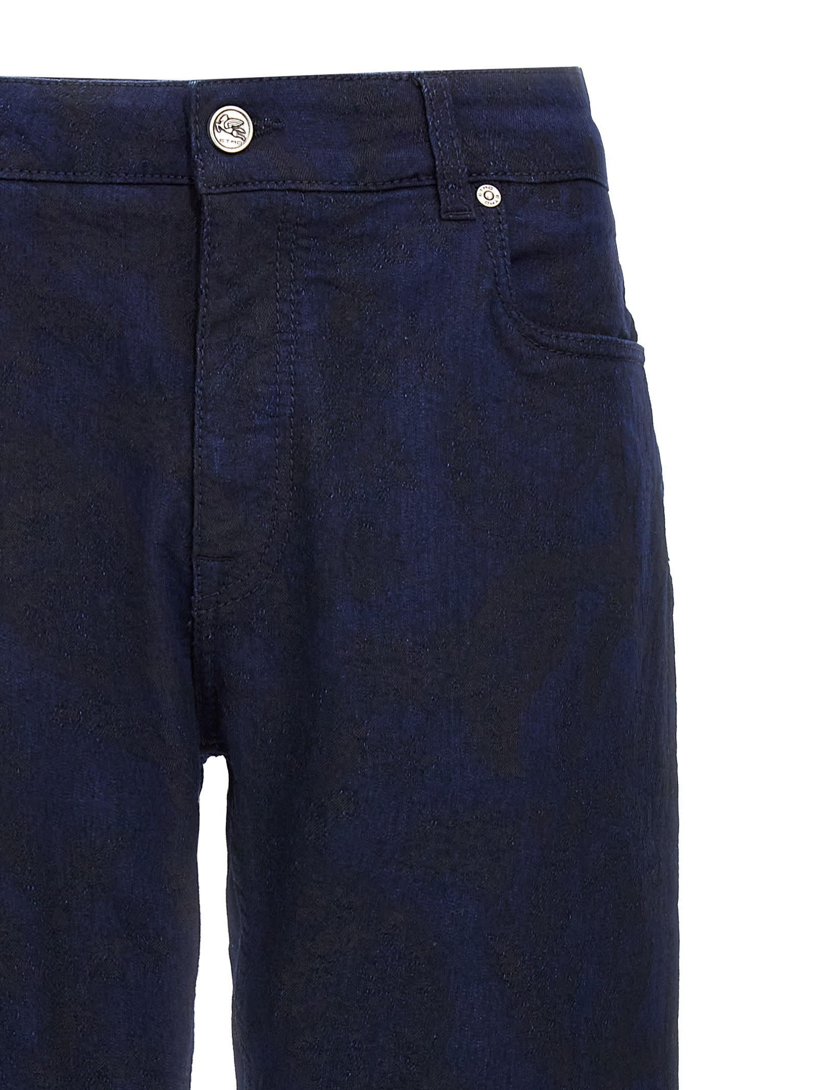 Shop Etro Jacquard Jeans In Blue