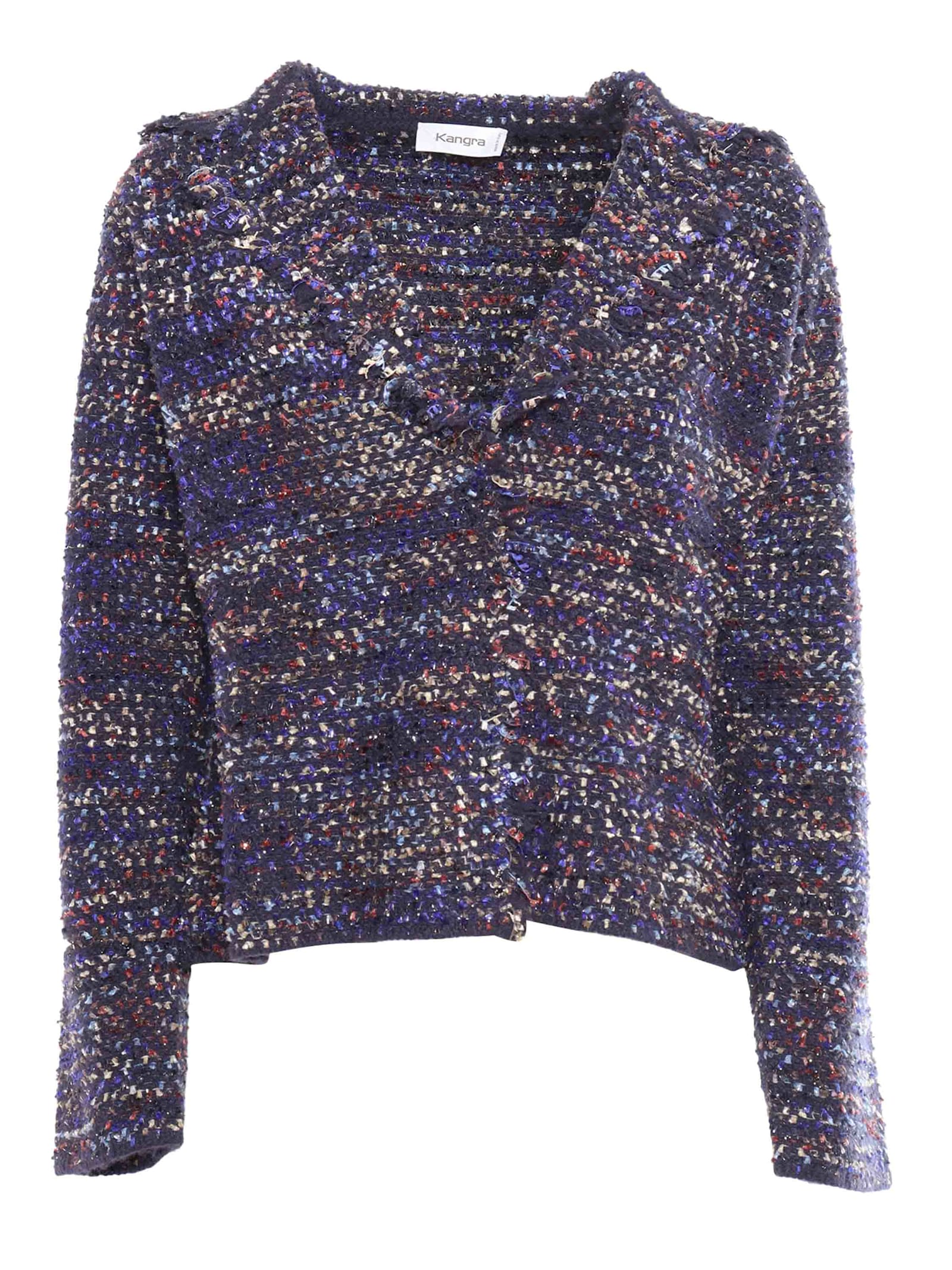 Shop Kangra Chanel Effect Knitted Blazer In Blue