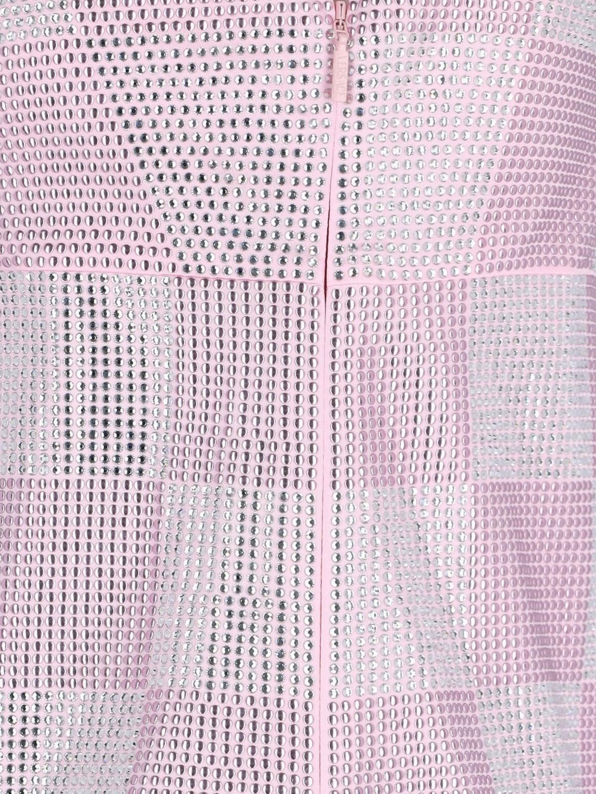 Shop Versace Check Mini Dress In Pink/silver