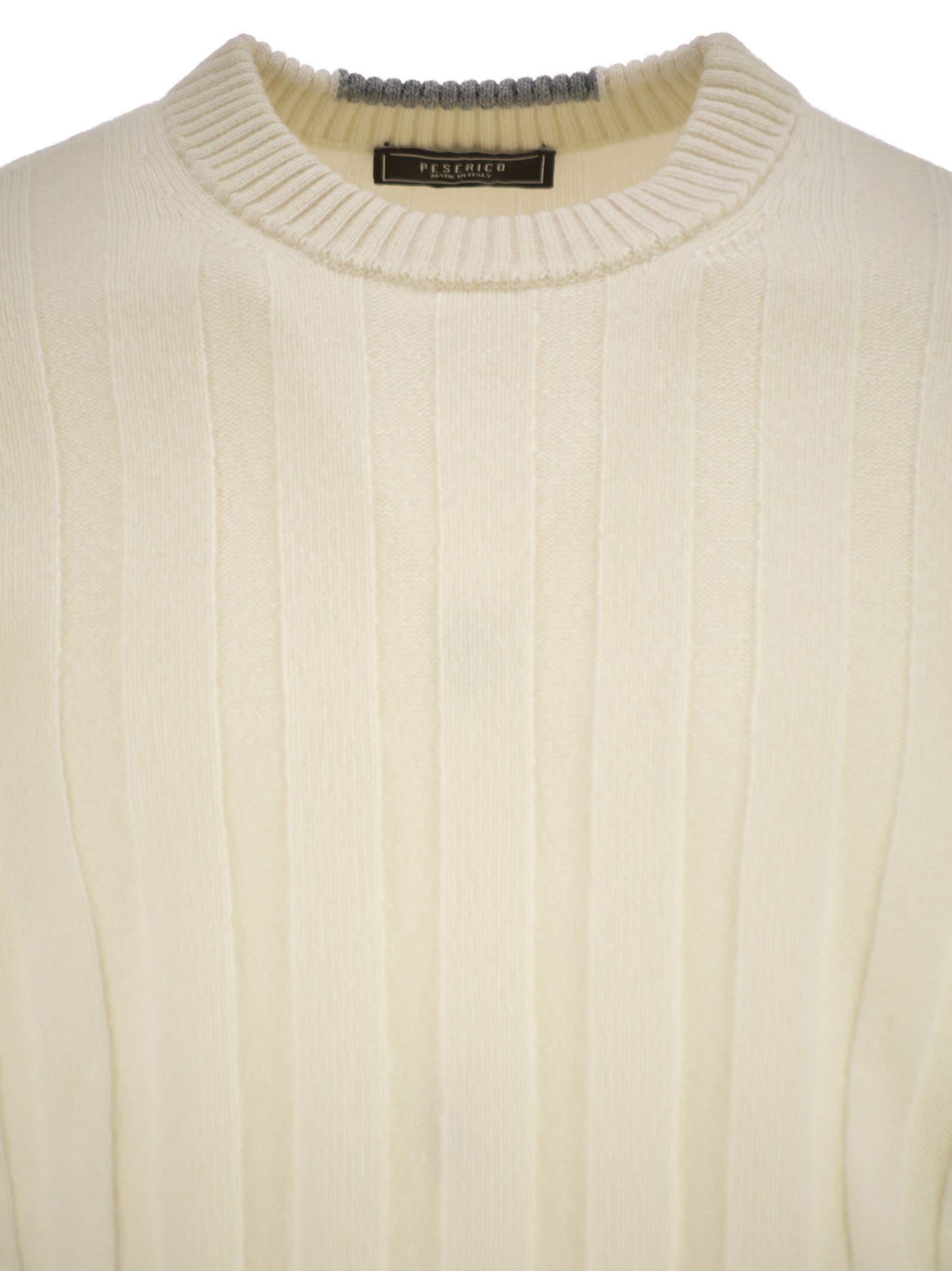 Peserico Wool And Cashmere Ribbed Jumper In White