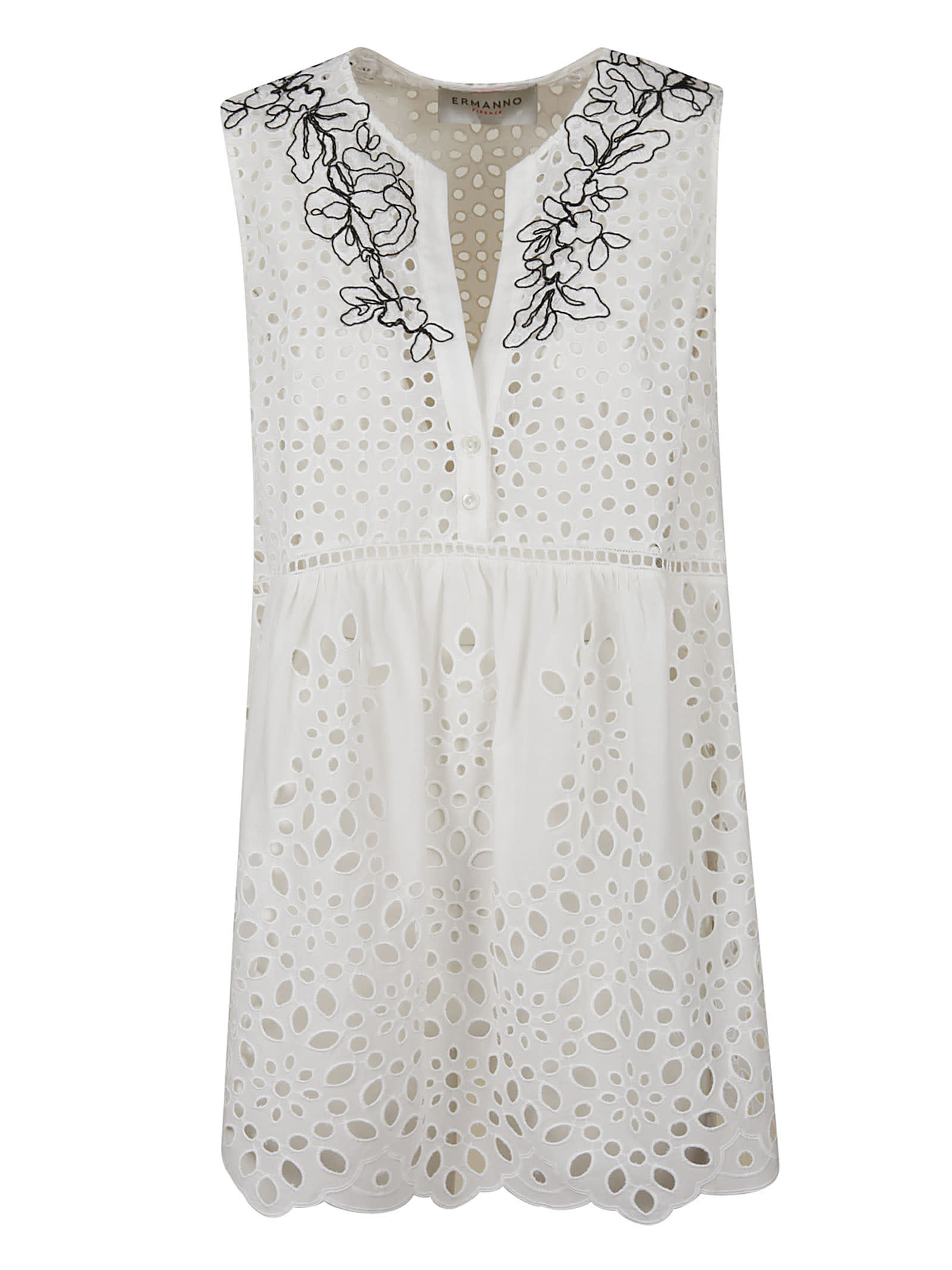 Ermanno Scervino Floral Embroidered Perforated Top