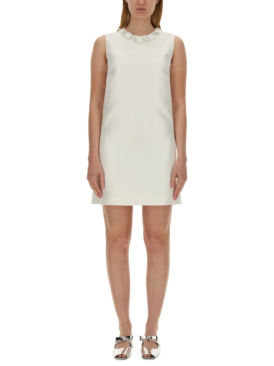 Shop Versace Mini Duchesse Dress With Crystals In White