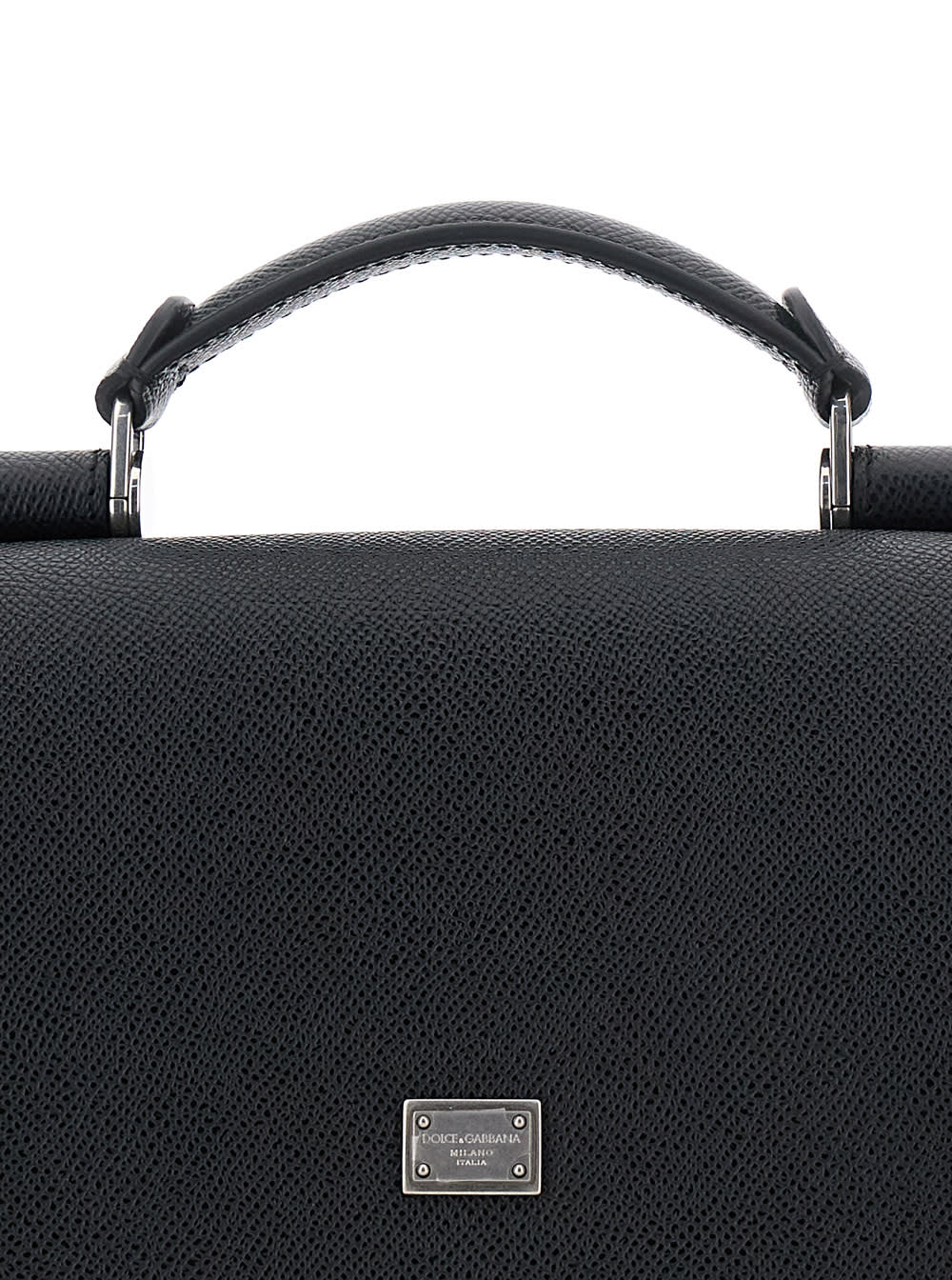 Dolce & Gabbana Structured Black Bag With Top Handle And Detachable Strap In Black