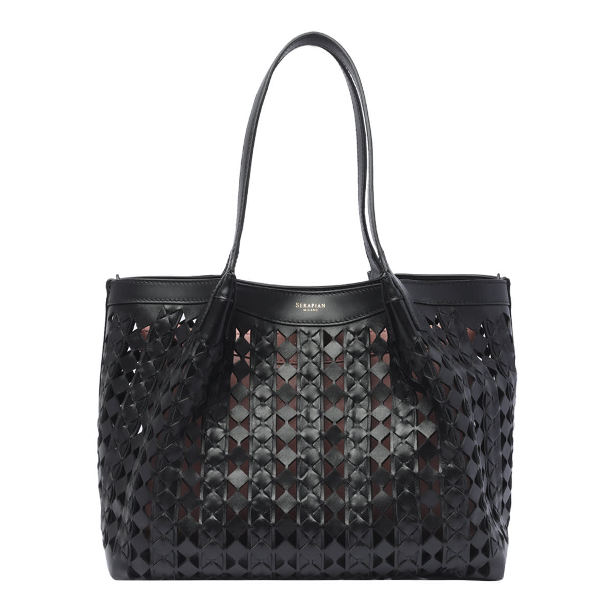 Shop Serapian Small Secret Mosaico Shoulder Bag In Black