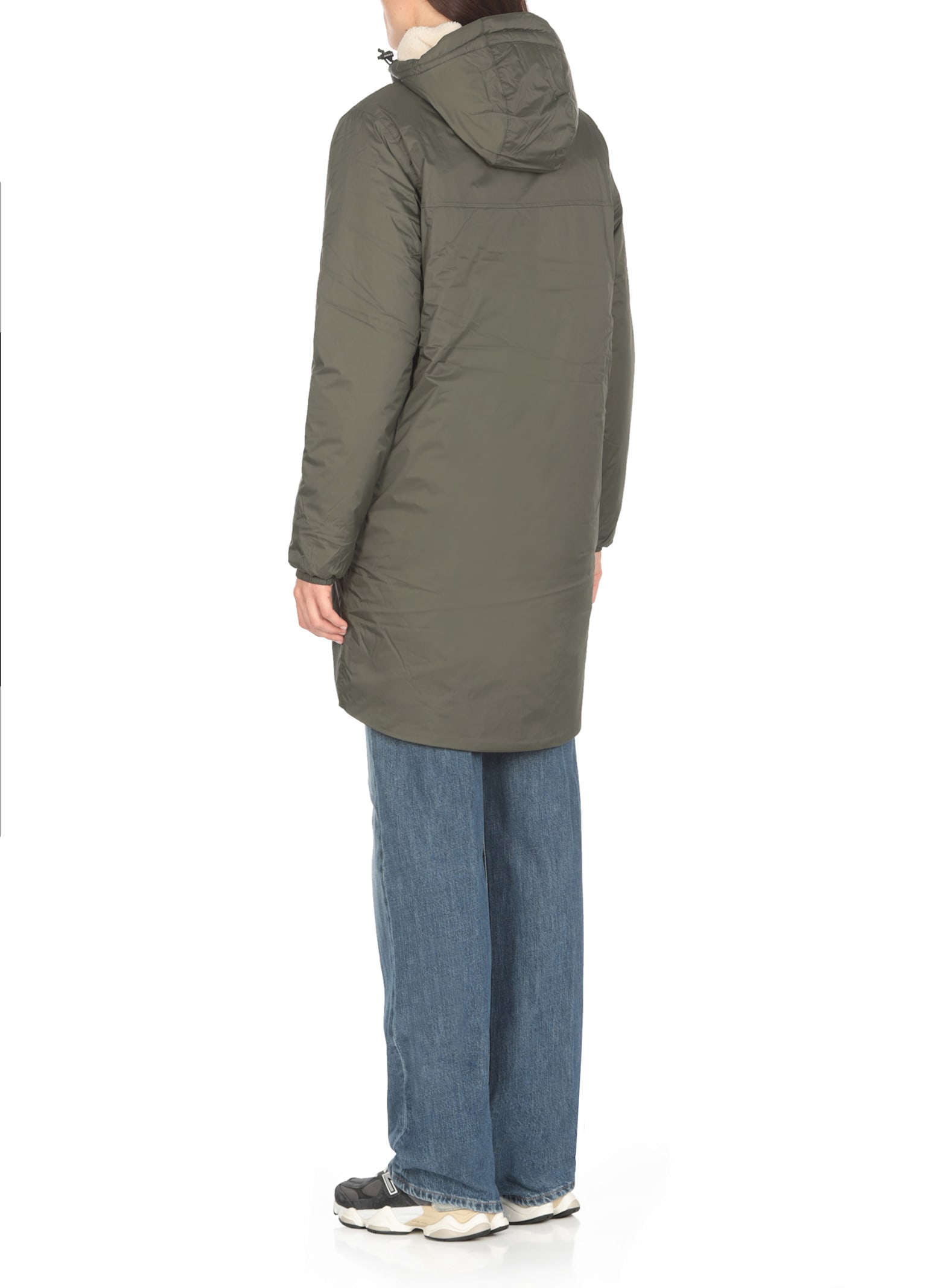 Shop K-way Le Vrai 3.0 Eiffel Orsetto Padded Coat In Green