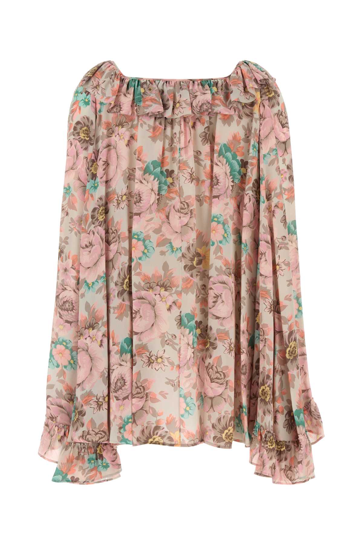 Chloé Bouquet-printed Organic Silk Crepe De Chine Mini Cape Dress In Multi