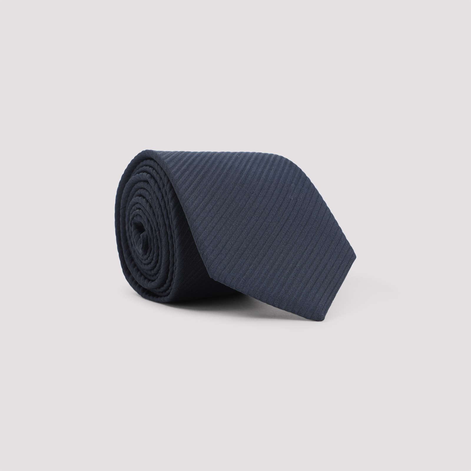 Giorgio Armani Diagonal Ribbed Viscose And Silk Tie In Blue