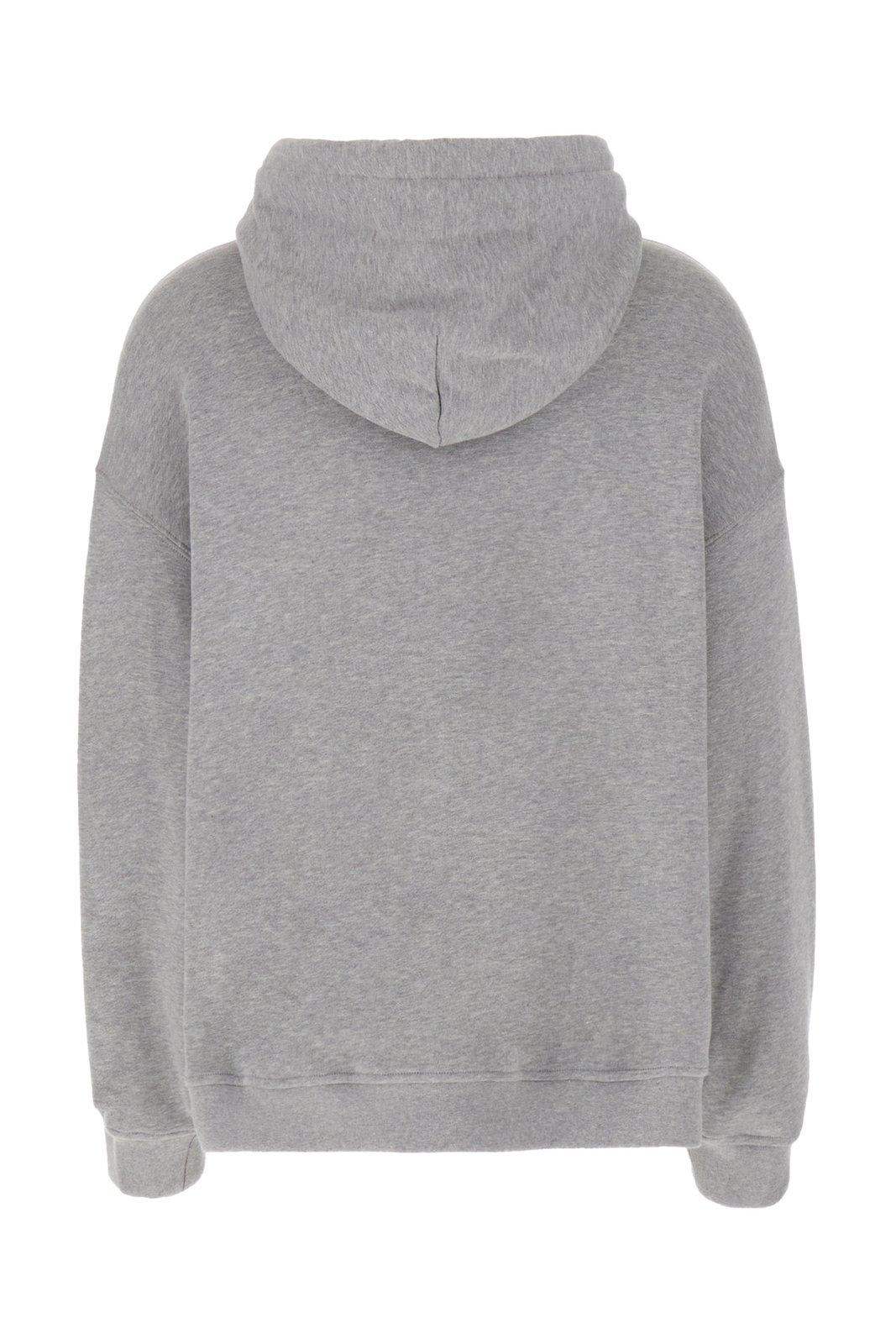 Shop Versace Medusa Motif Drawstring Hoodie In Gray Melange Pale Pink (grey)