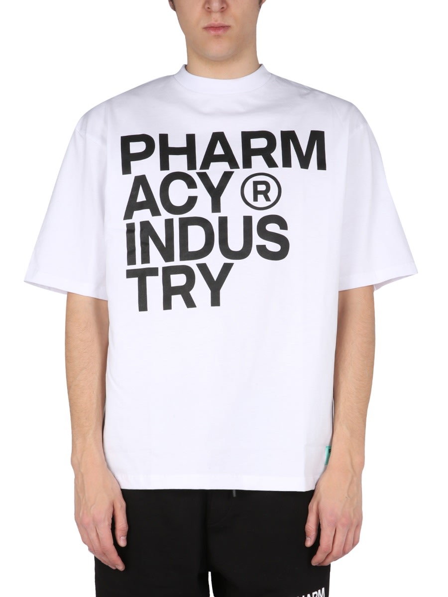 Shop Pharmacy Industry Logo Print T-shirt In White