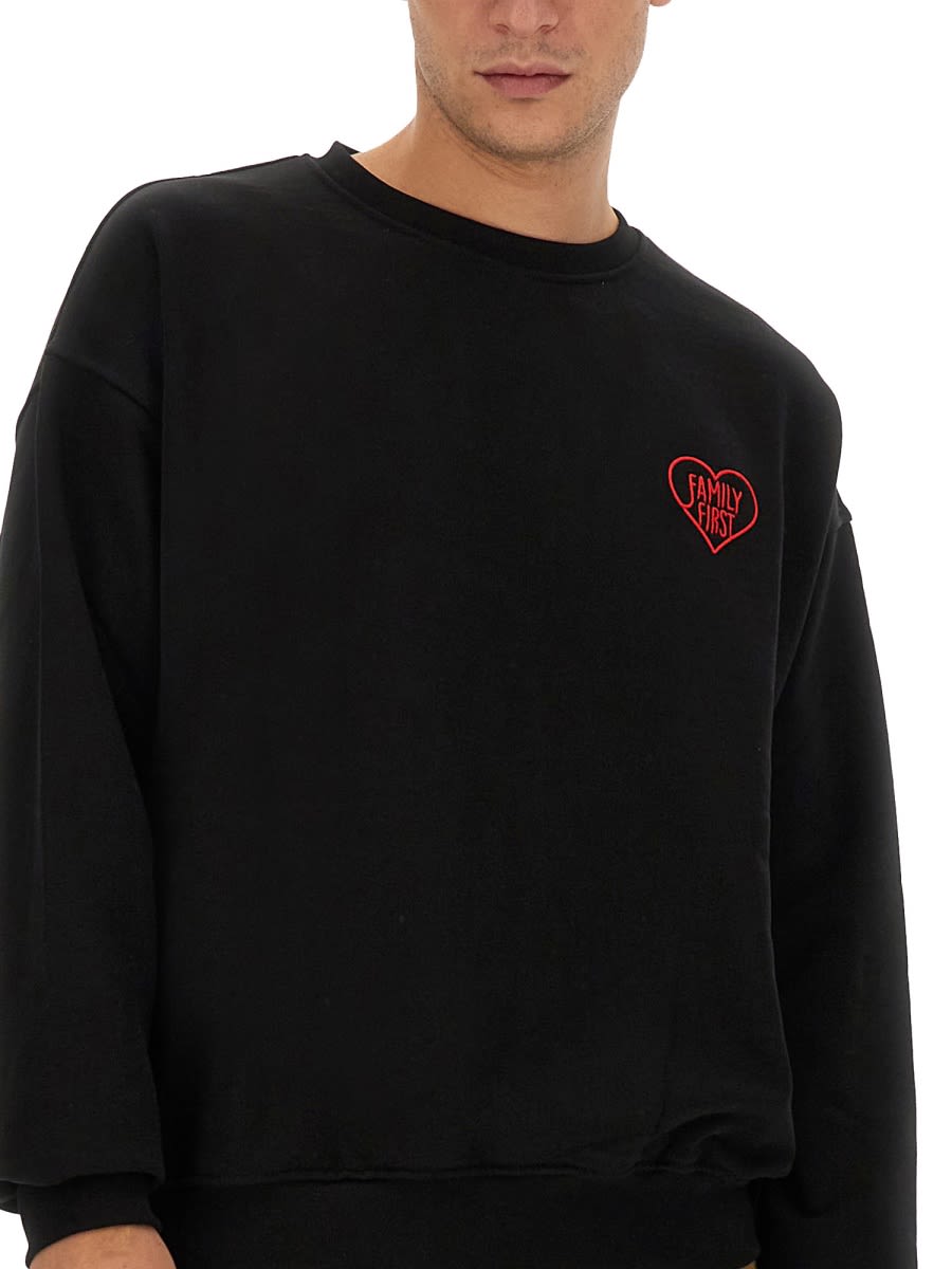 Family First Sweatshirt With Heart Embroidery In Black