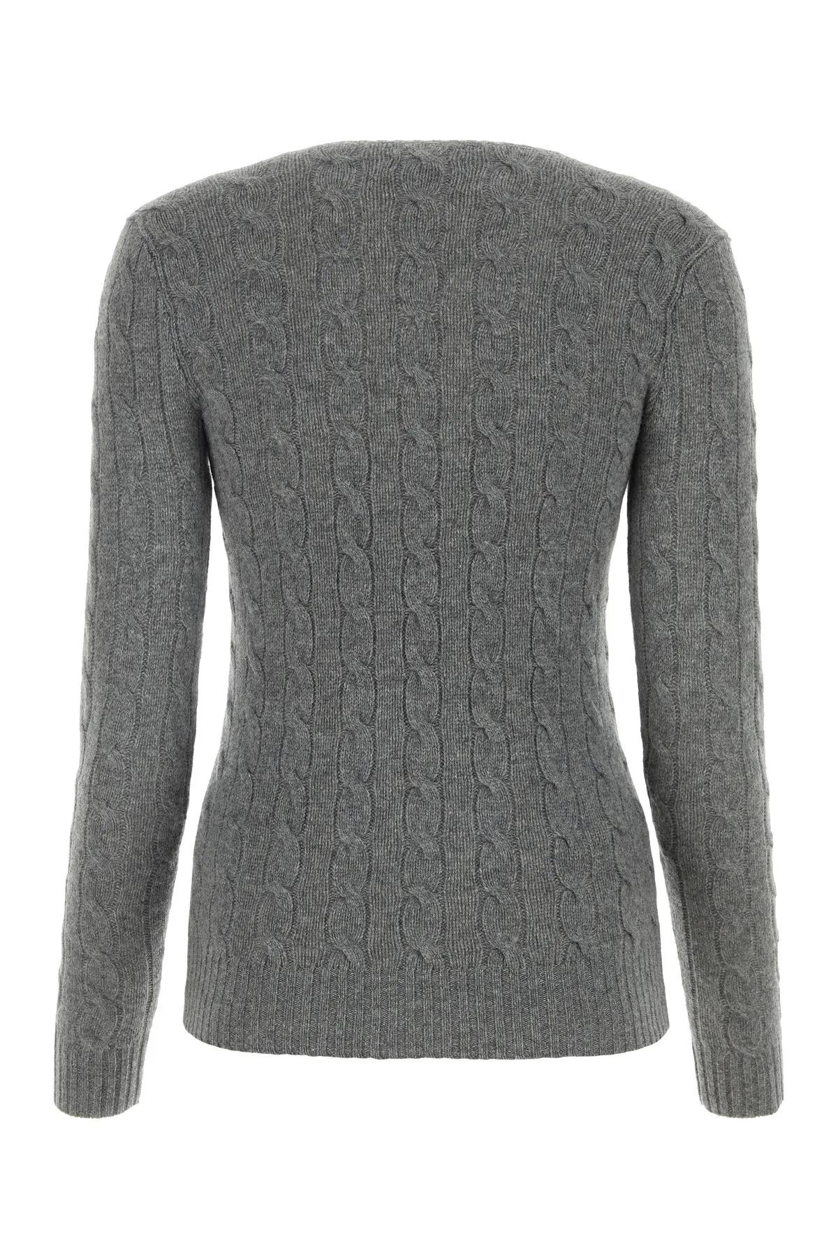 Shop Ralph Lauren Graphite Wool Blend Sweater In Grey Heather