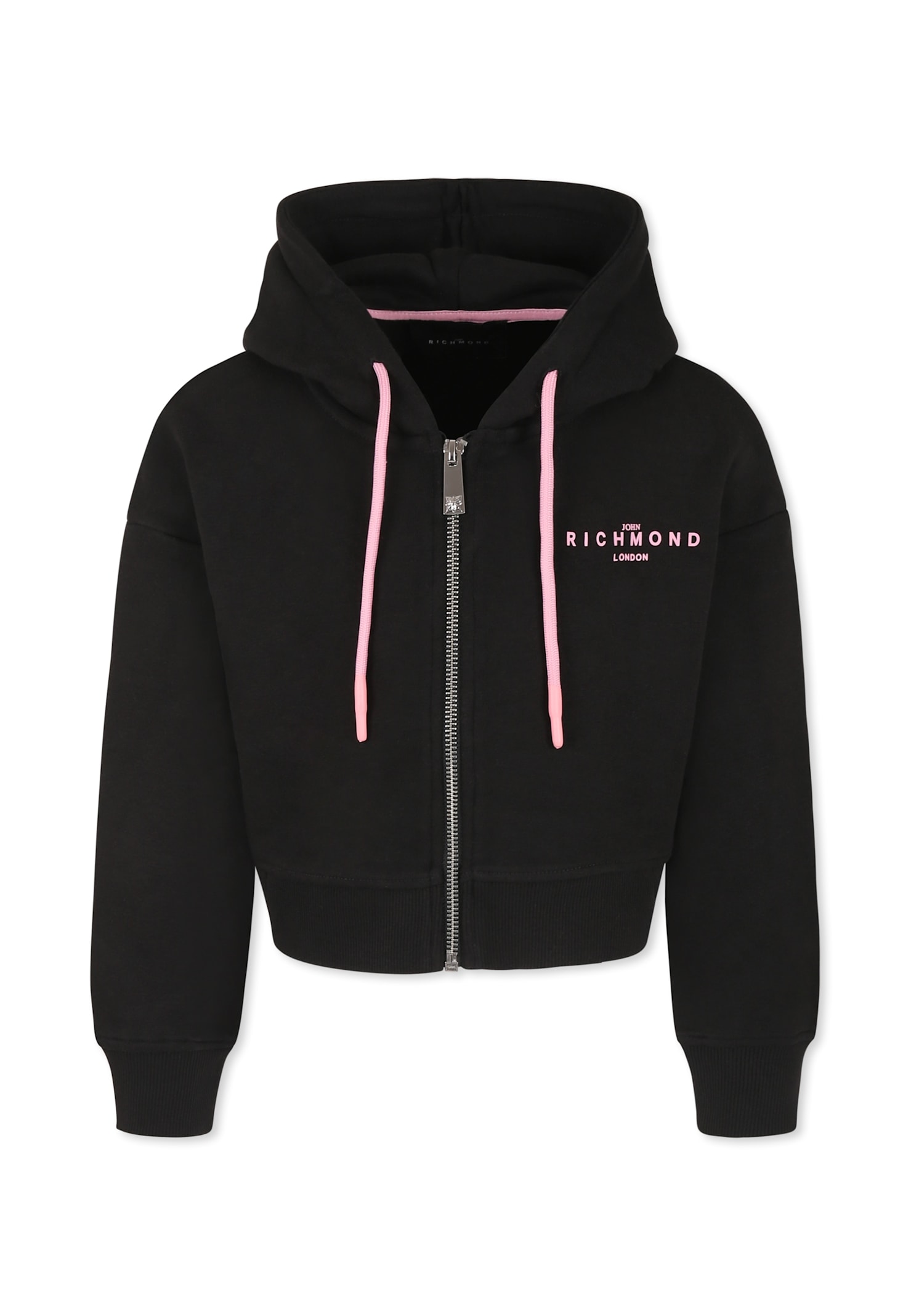 RICHMOND BLACK CROP SWEATSHIRT FOR GIRL WITH LOGO