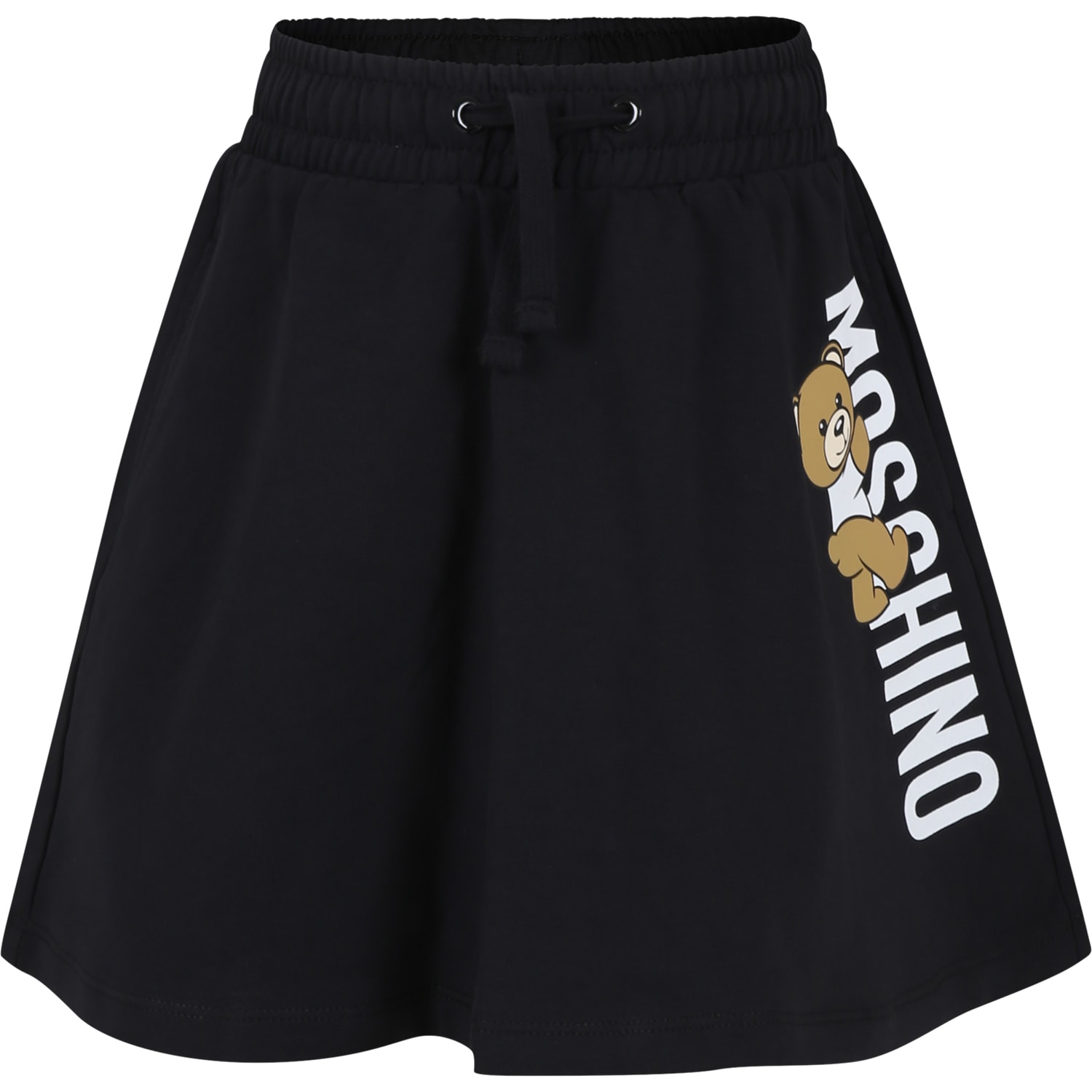 Shop Moschino Black Skirt For Girl With Teddy Bear And Logo