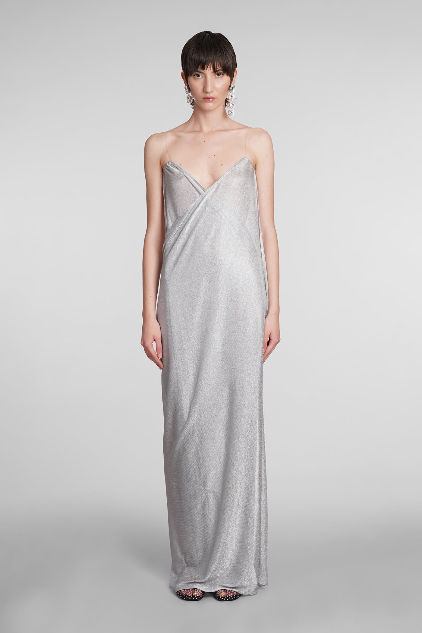 Shop Magda Butrym Dress In Silver Viscose