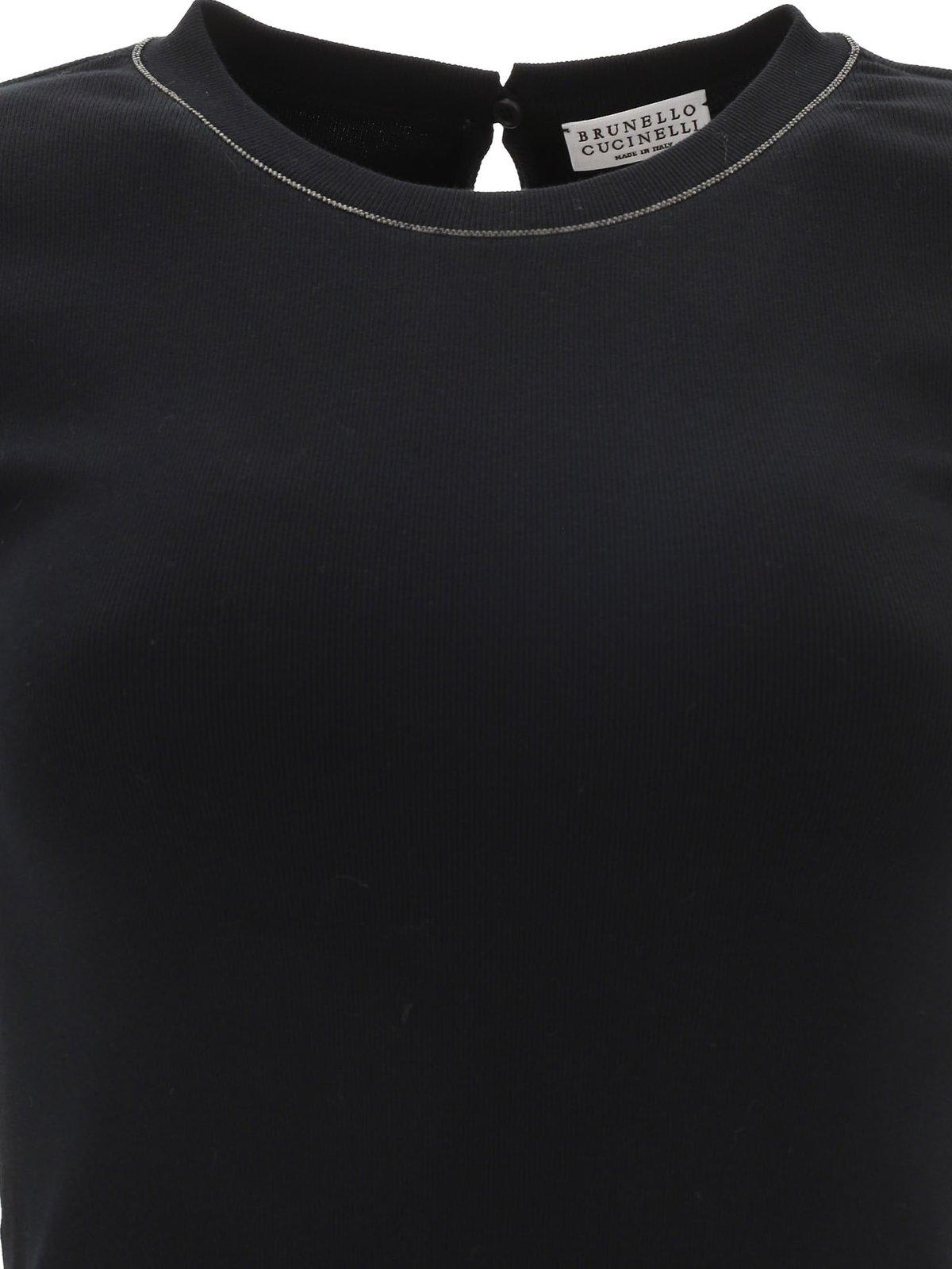 Shop Brunello Cucinelli Embellished Short-sleeved T-shirt In Nero