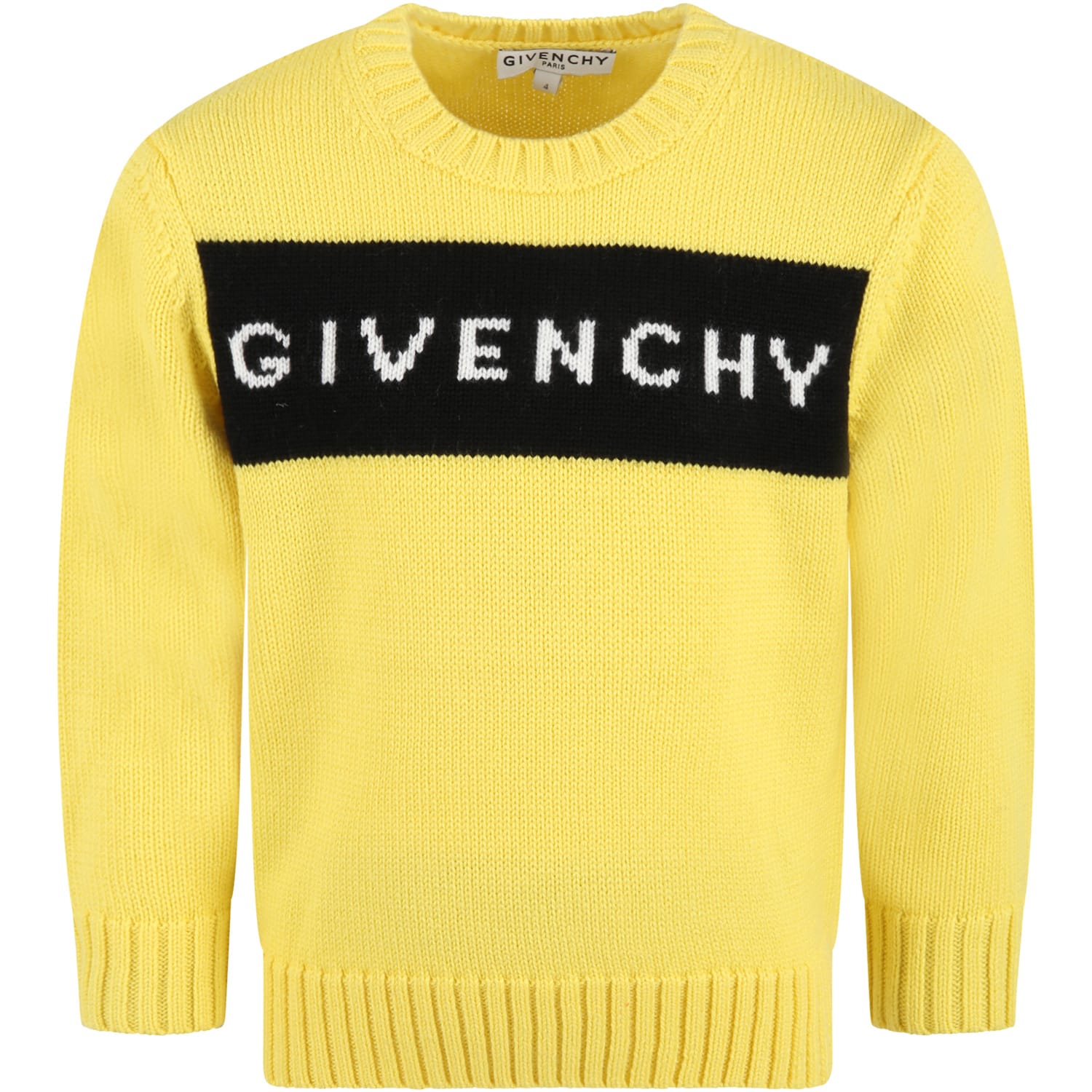 Givenchy Yellow Sweater For Kids With Logo