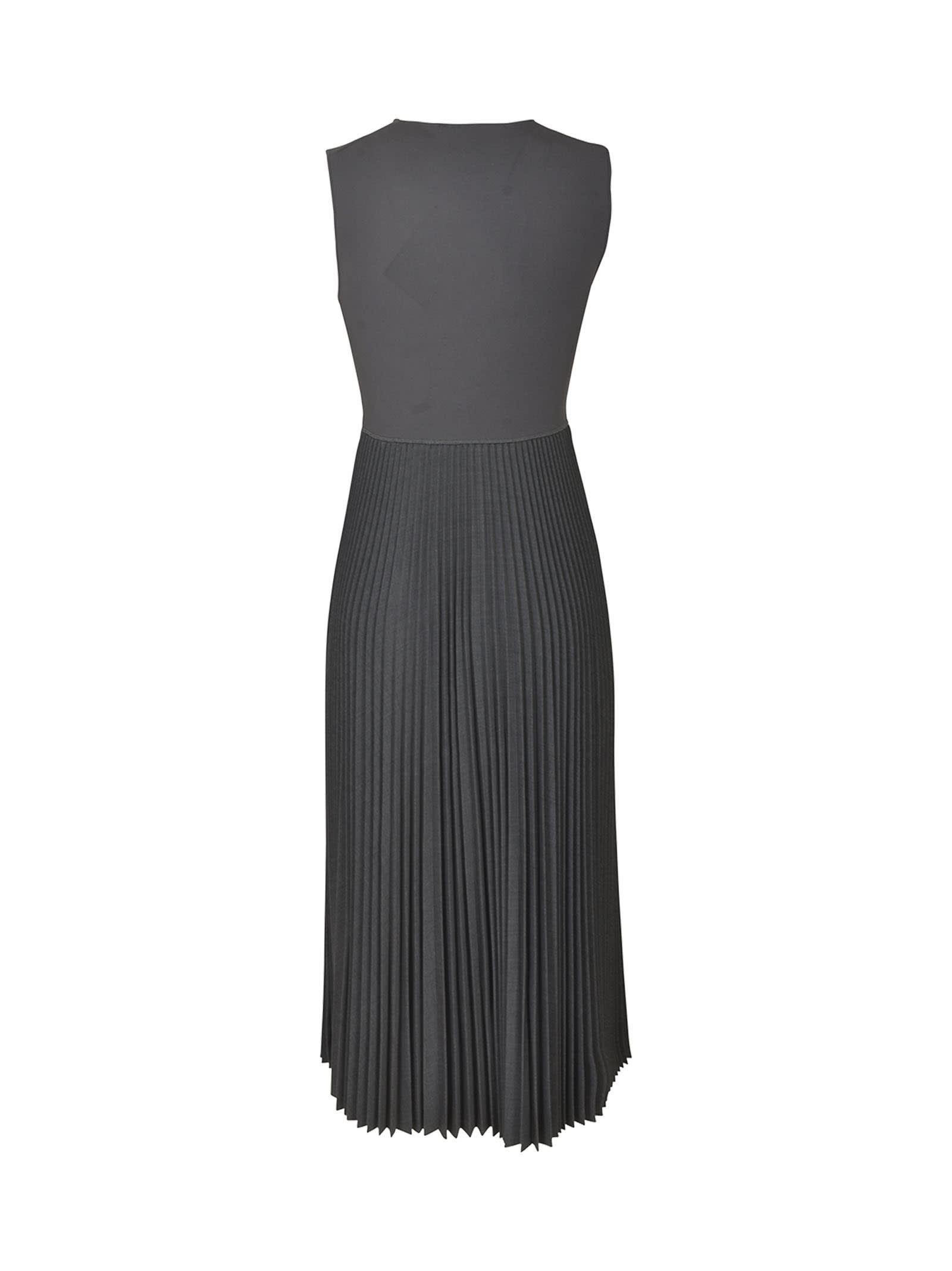 Shop Theory Sleeveless Pleated Dress In Grey