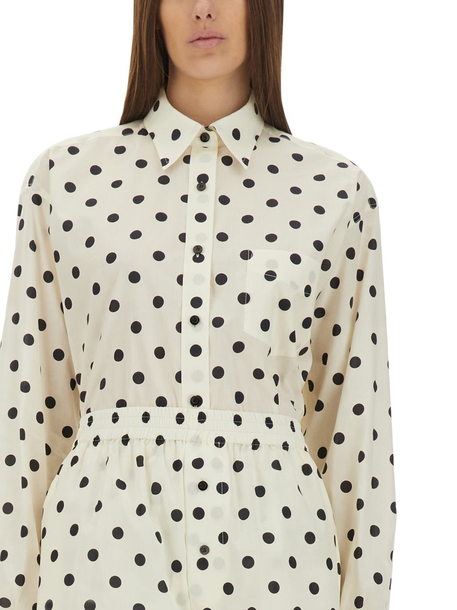 Moschino Couture Polka Dots Shirt In Fantasia Bianco