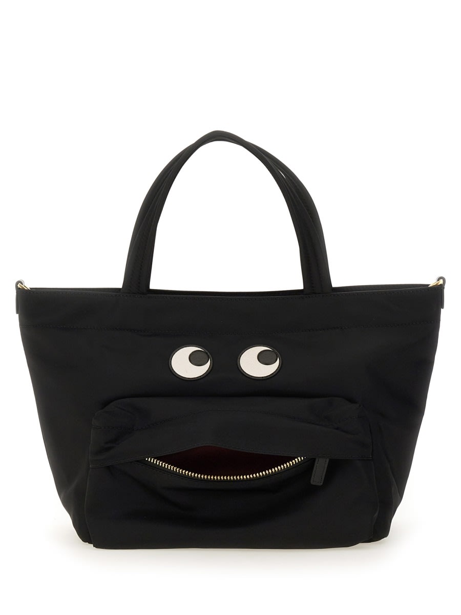 Shop Anya Hindmarch Mini Eyes Tote Bag In Black