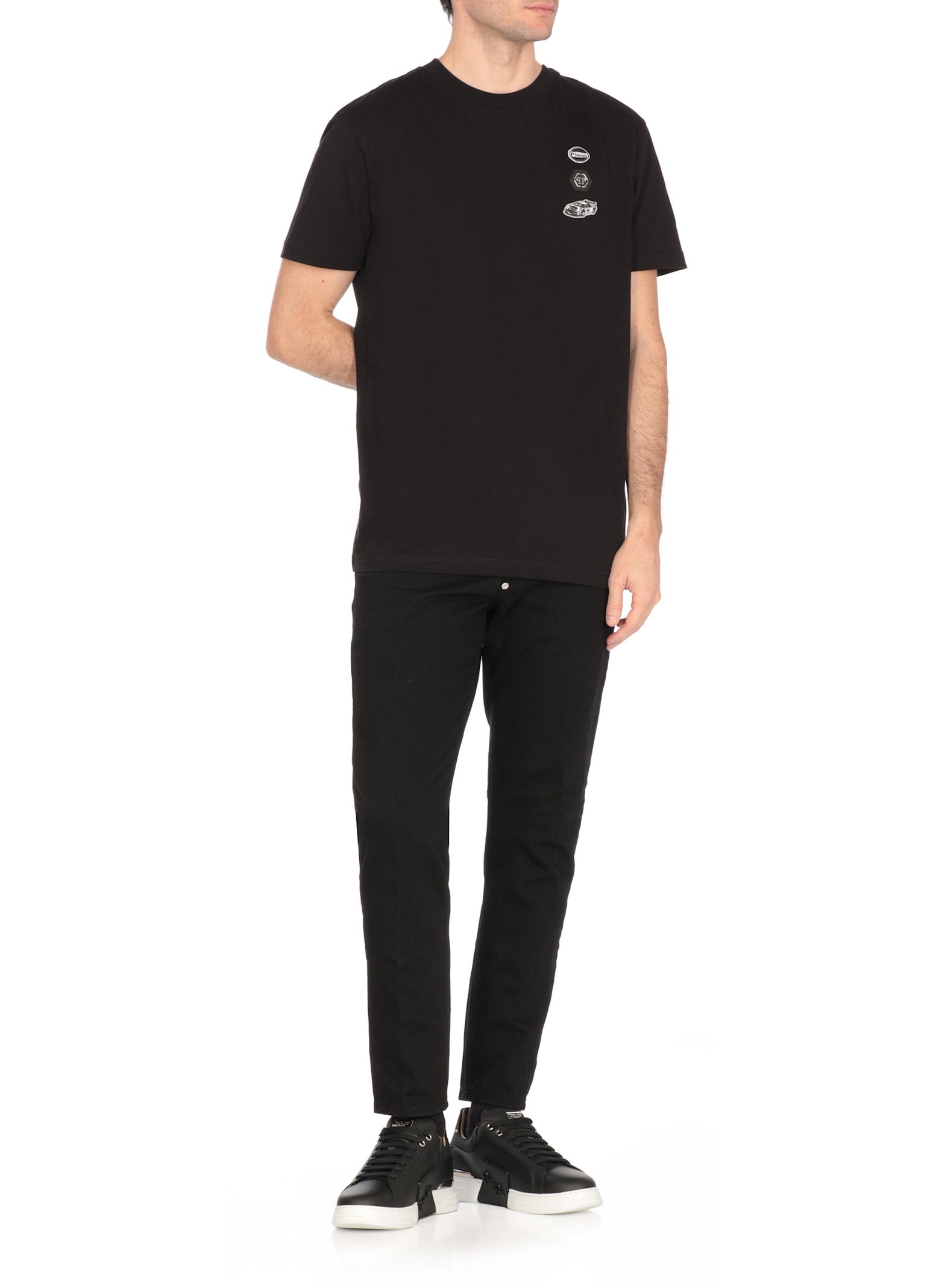 Philipp Plein Cars Racing Jersey T-shirt Round Neck In Black