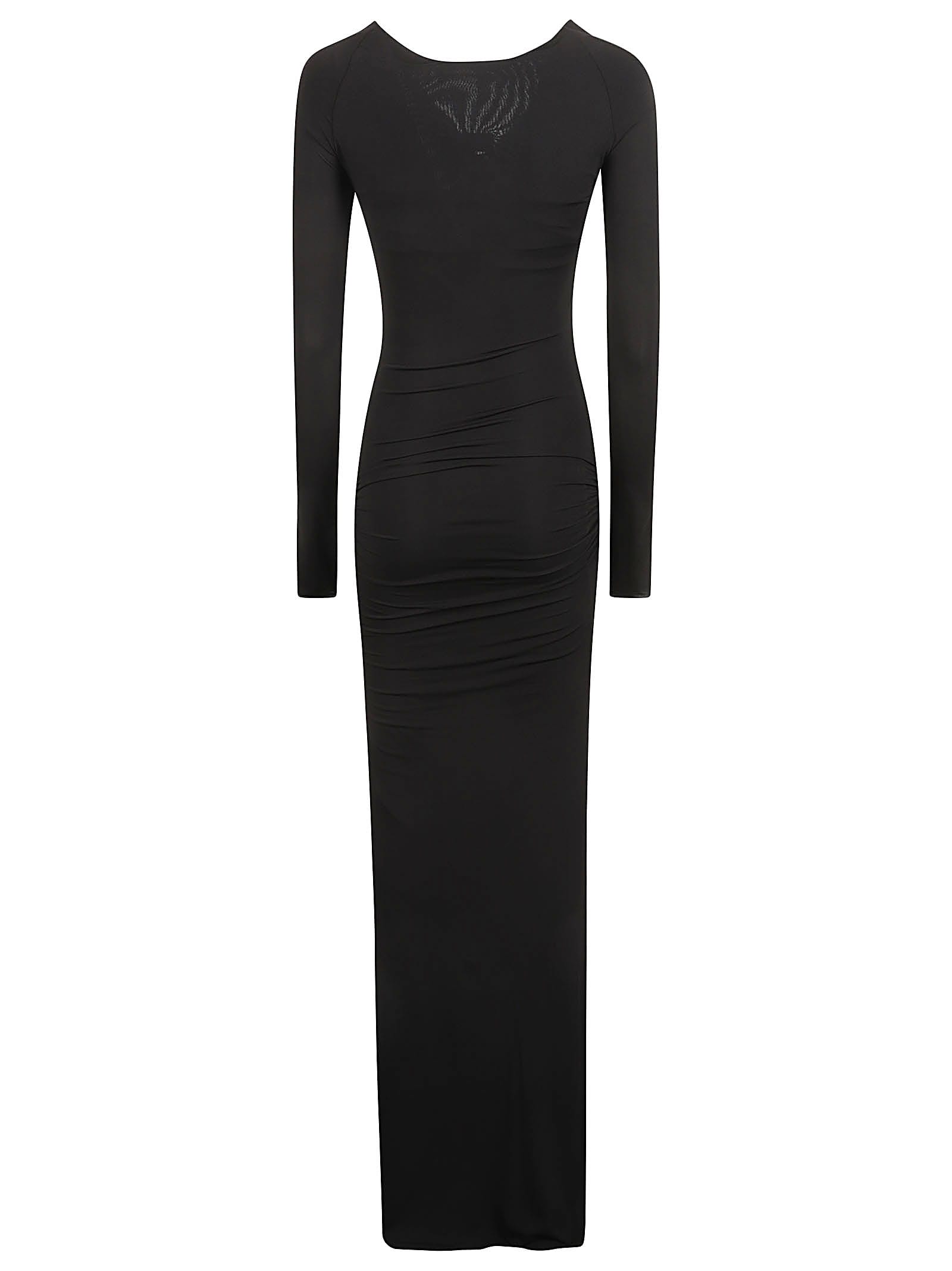 Shop Blumarine Wrap Front V-neck Longsleeved Dress In Black