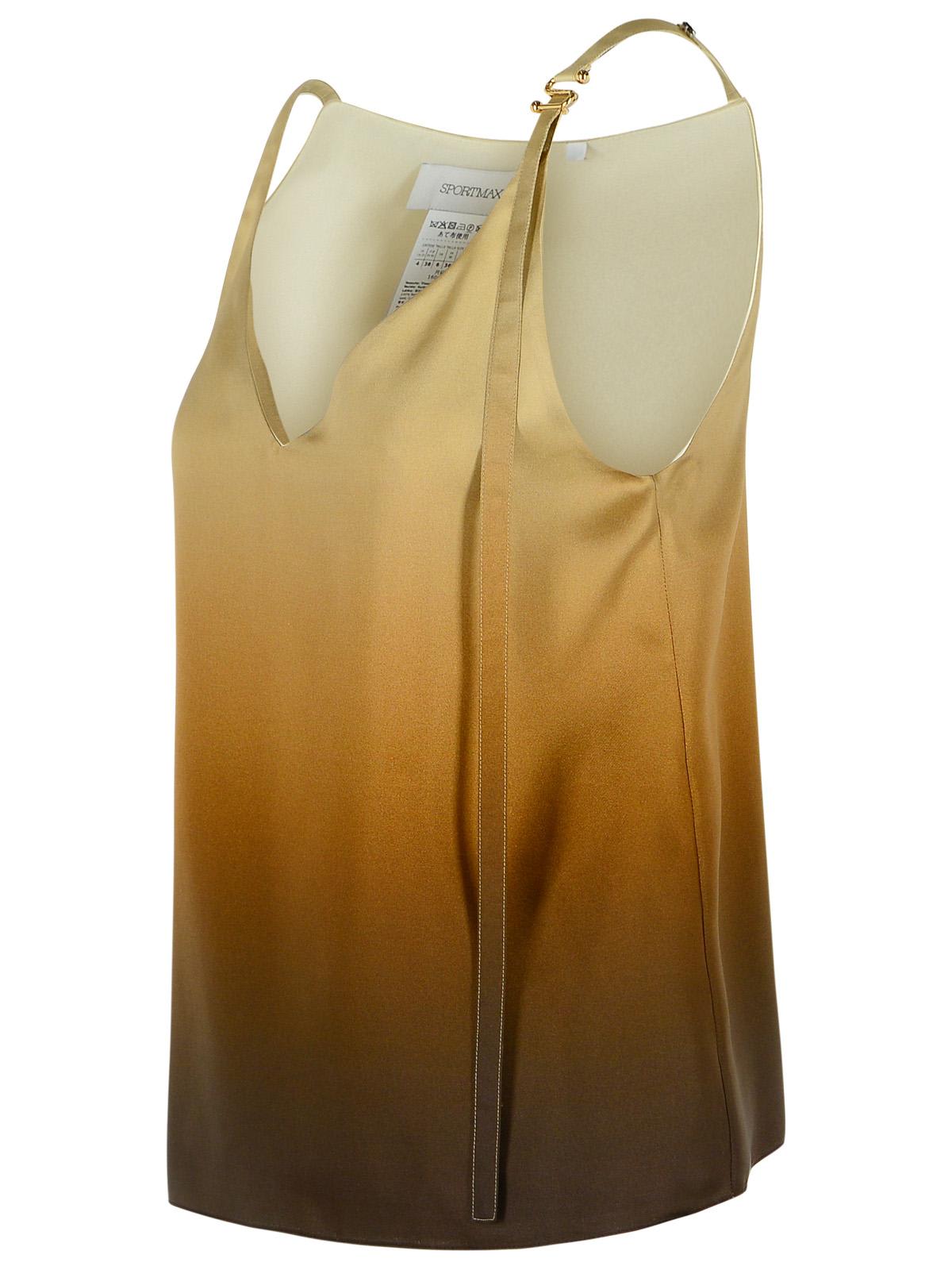 Sportmax Alcuno Beige Gradient Silk Top In Brown