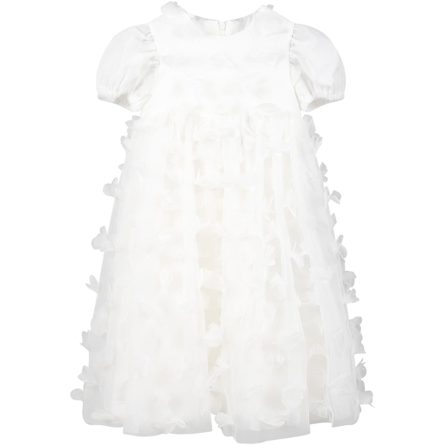 Shop Simonetta White Dress For Baby Girl With Tulle Applications