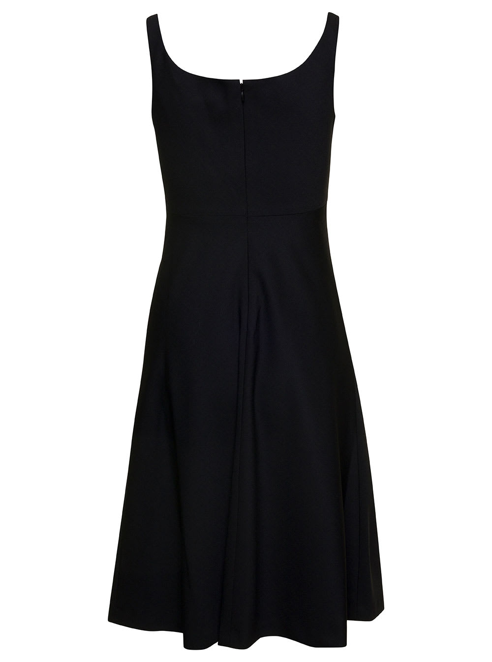 Shop Theory Mini Black Flared Dress With U Neckline In Wool Blend Woman