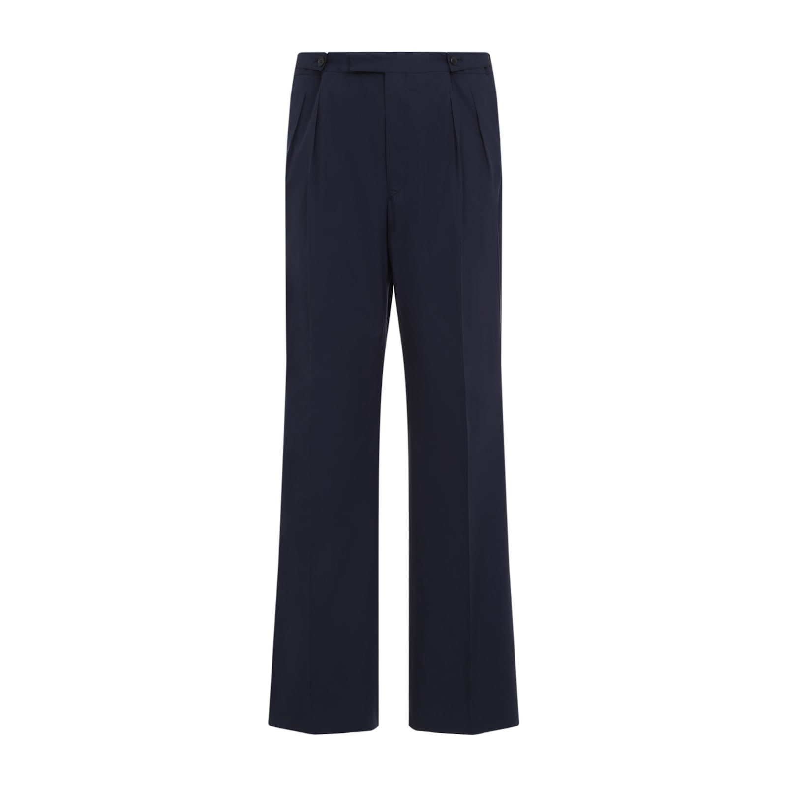 Prada Cotton Popeline Pants Button Detail In Svf Blu