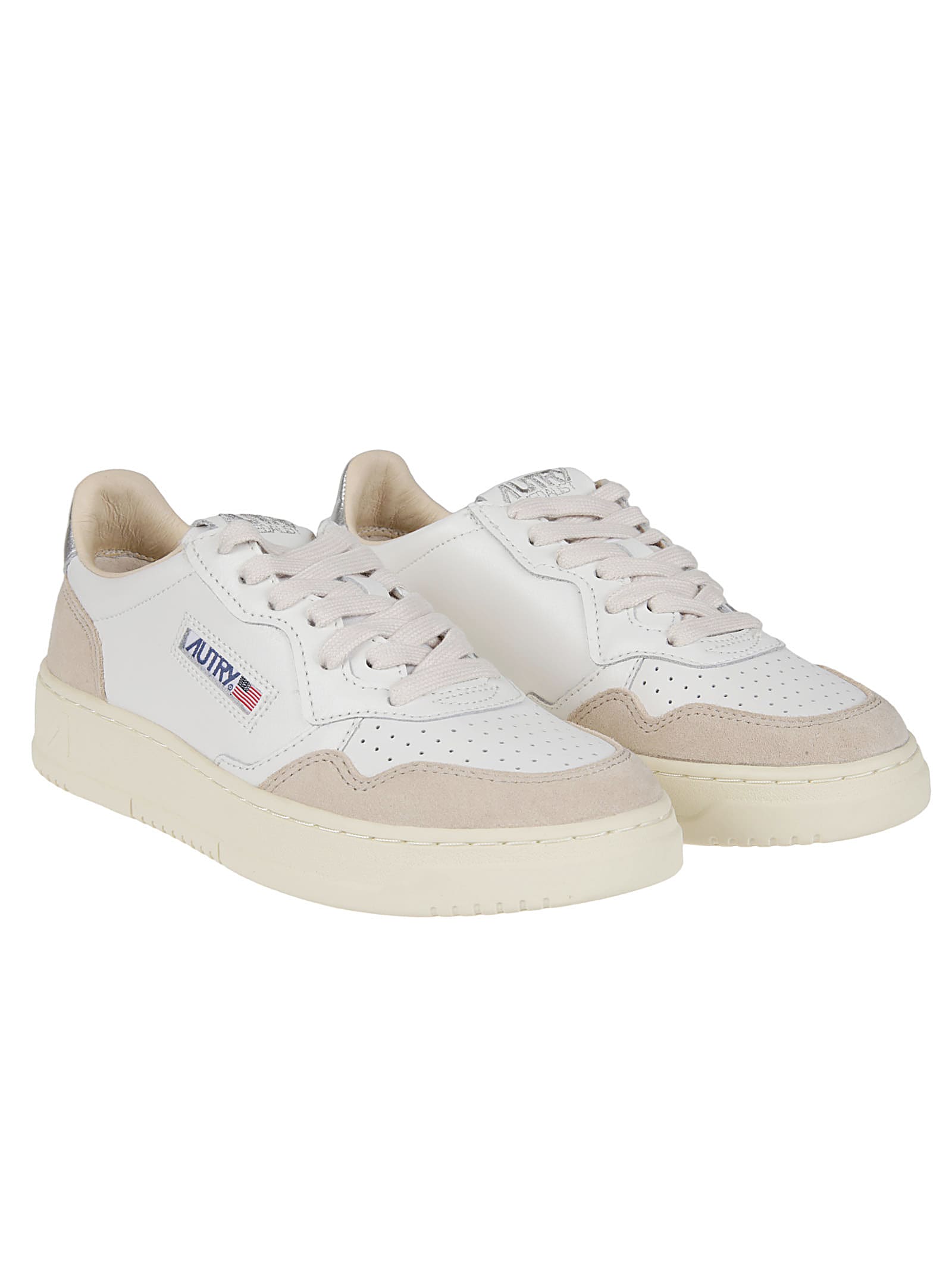 Shop Autry Medalist Low Sneakers In White/silver