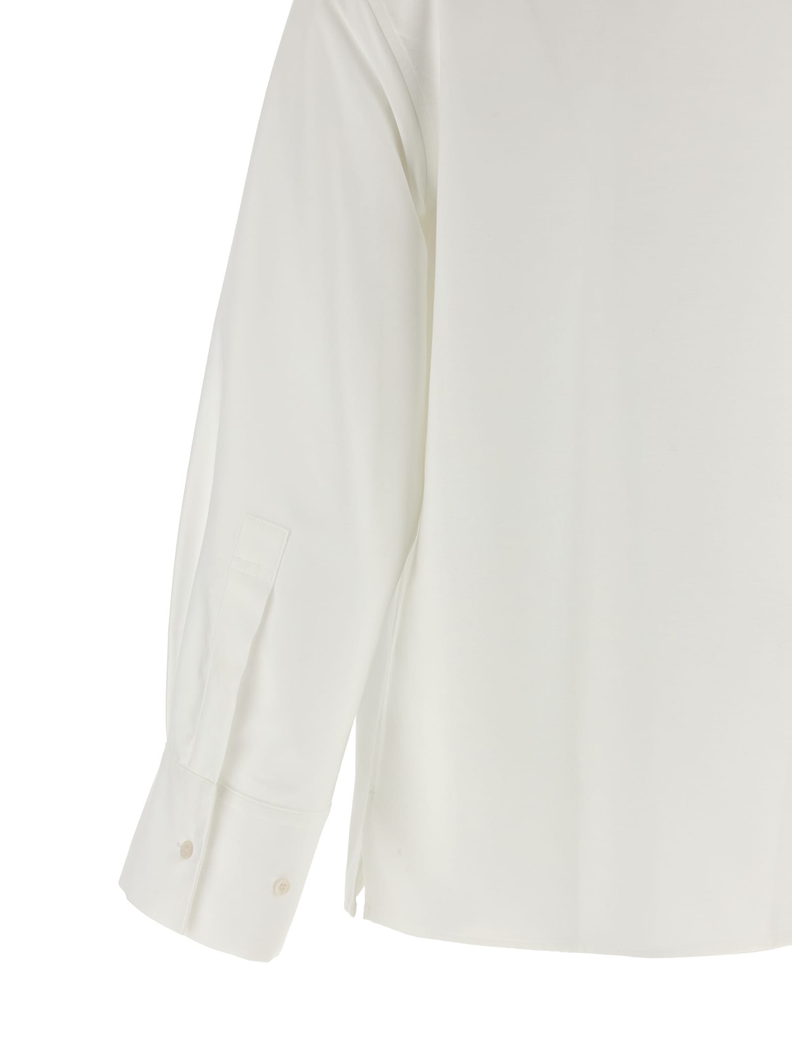 Darkpark Structured Collar Cotton Shirt With Long Sleeves And Side Slits In White
