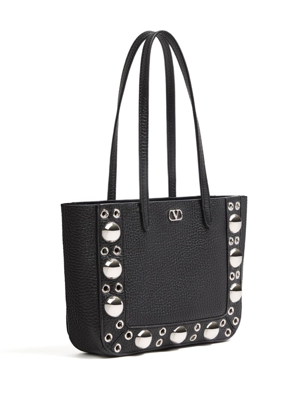 Valentino Nellcote Mini Shopping Tote Bag In Leather In Black