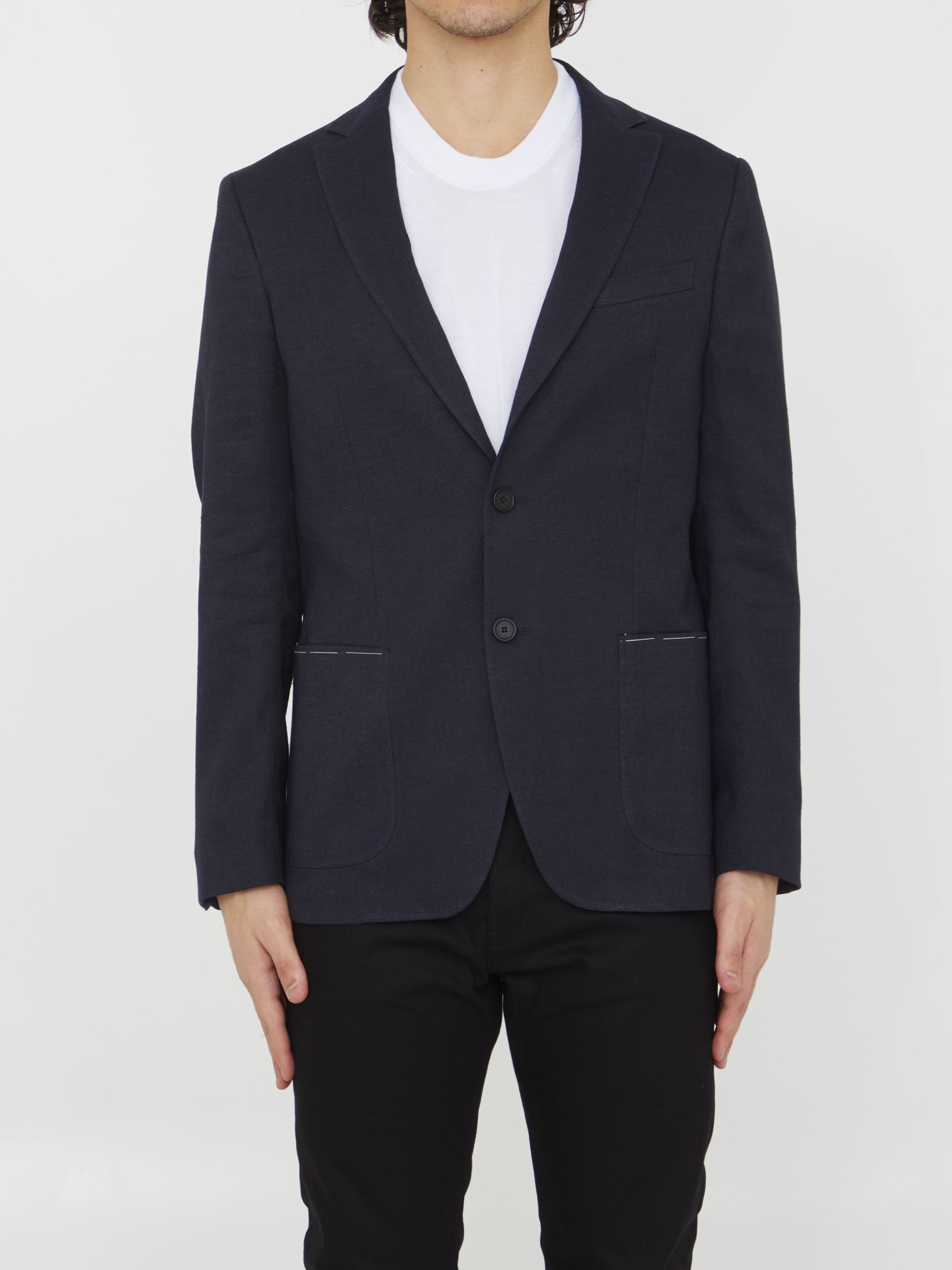 Shop Tonello Linen And Viscose Jacket In Blue