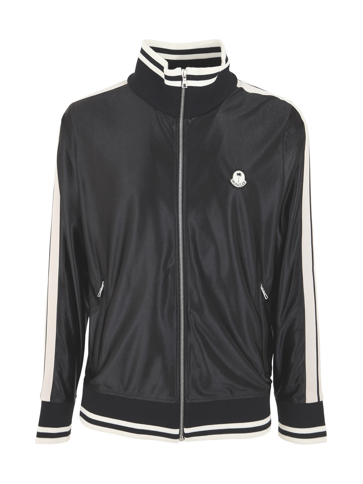 Moncler Genius Glossy Jersey Zip-up Track Jacket In Black