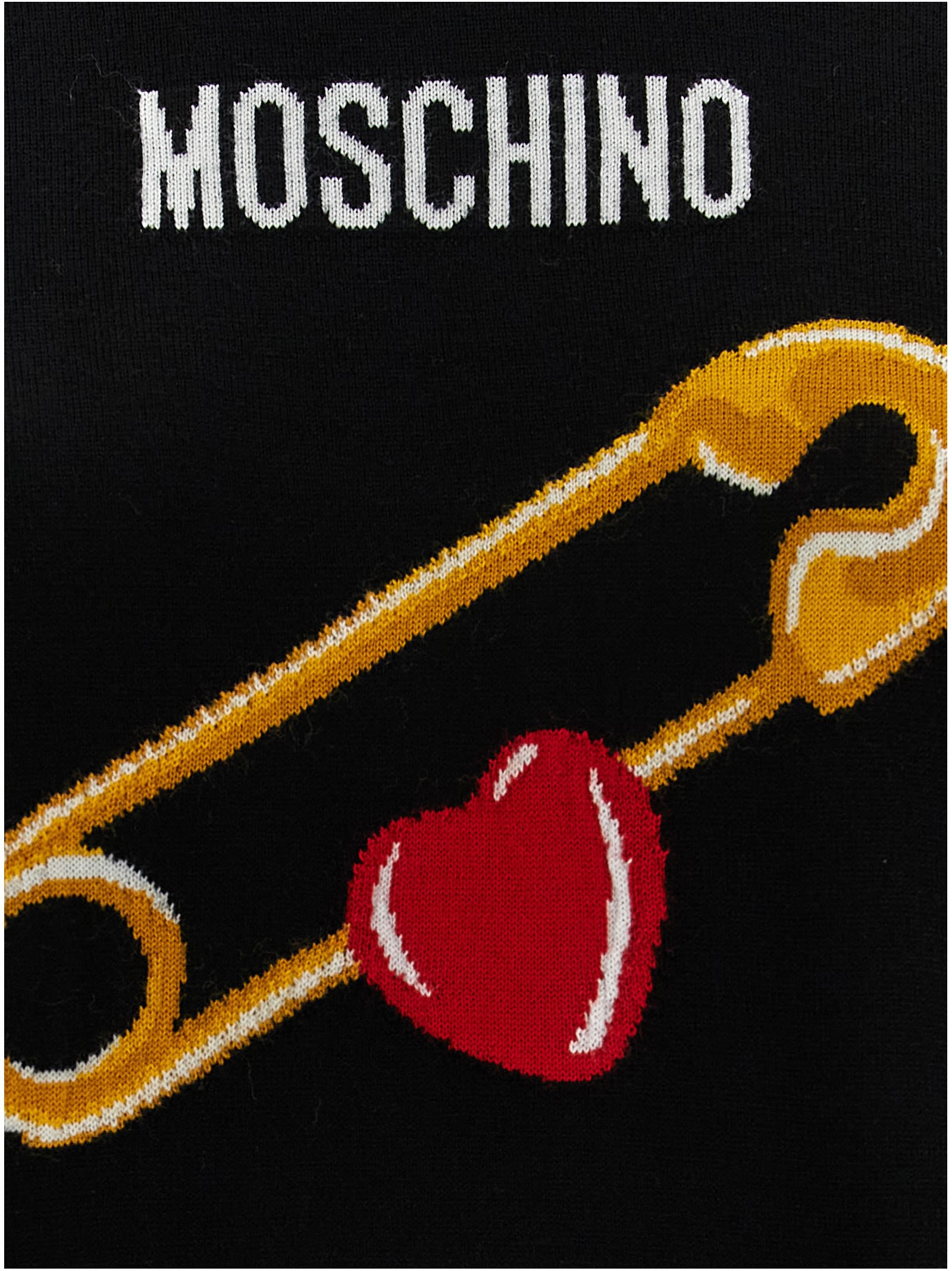 Shop Moschino Jacquard Design Sweater In Black