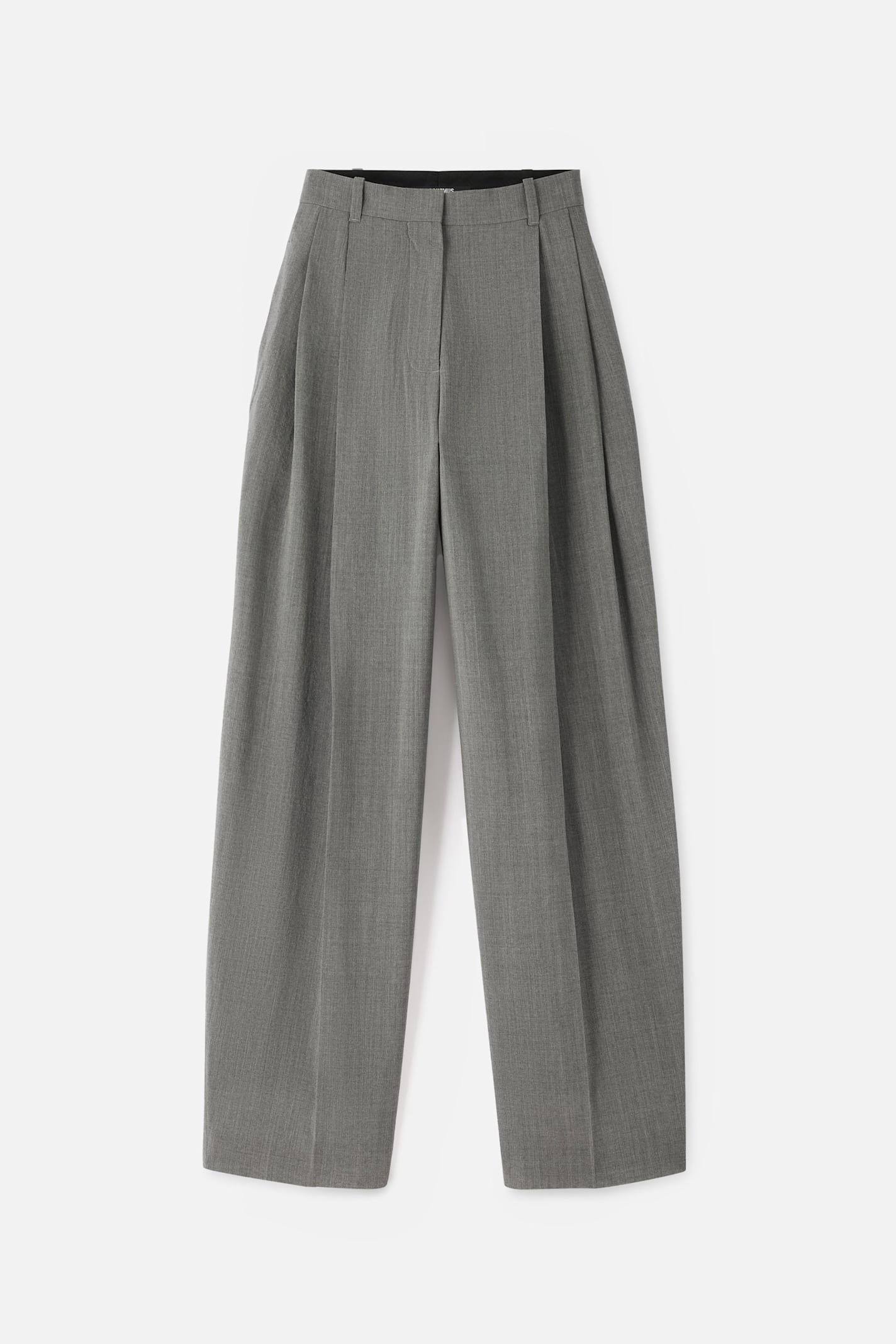 Jacquemus Curvo High-rise Cotton-blend Straight-leg Pants In Gray
