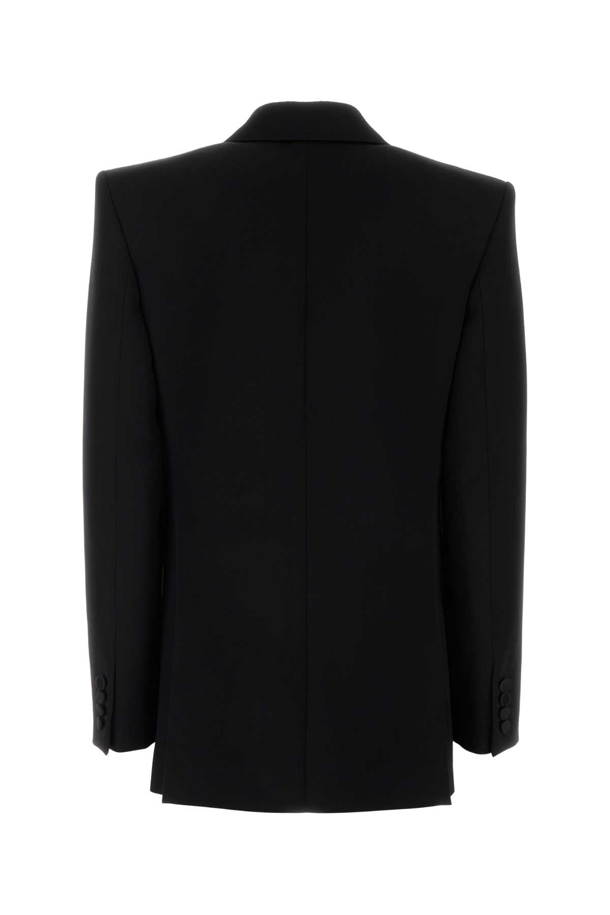 Saint Laurent Black Double-breasted Jacket With Peak Revers And Double Vent On The Rear In Wool Woman