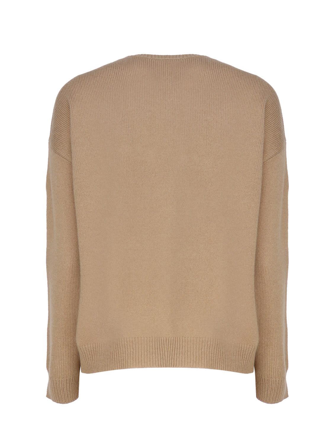 Shop Max Mara Cashmere Sweater With Jewel Embroidery In Brown