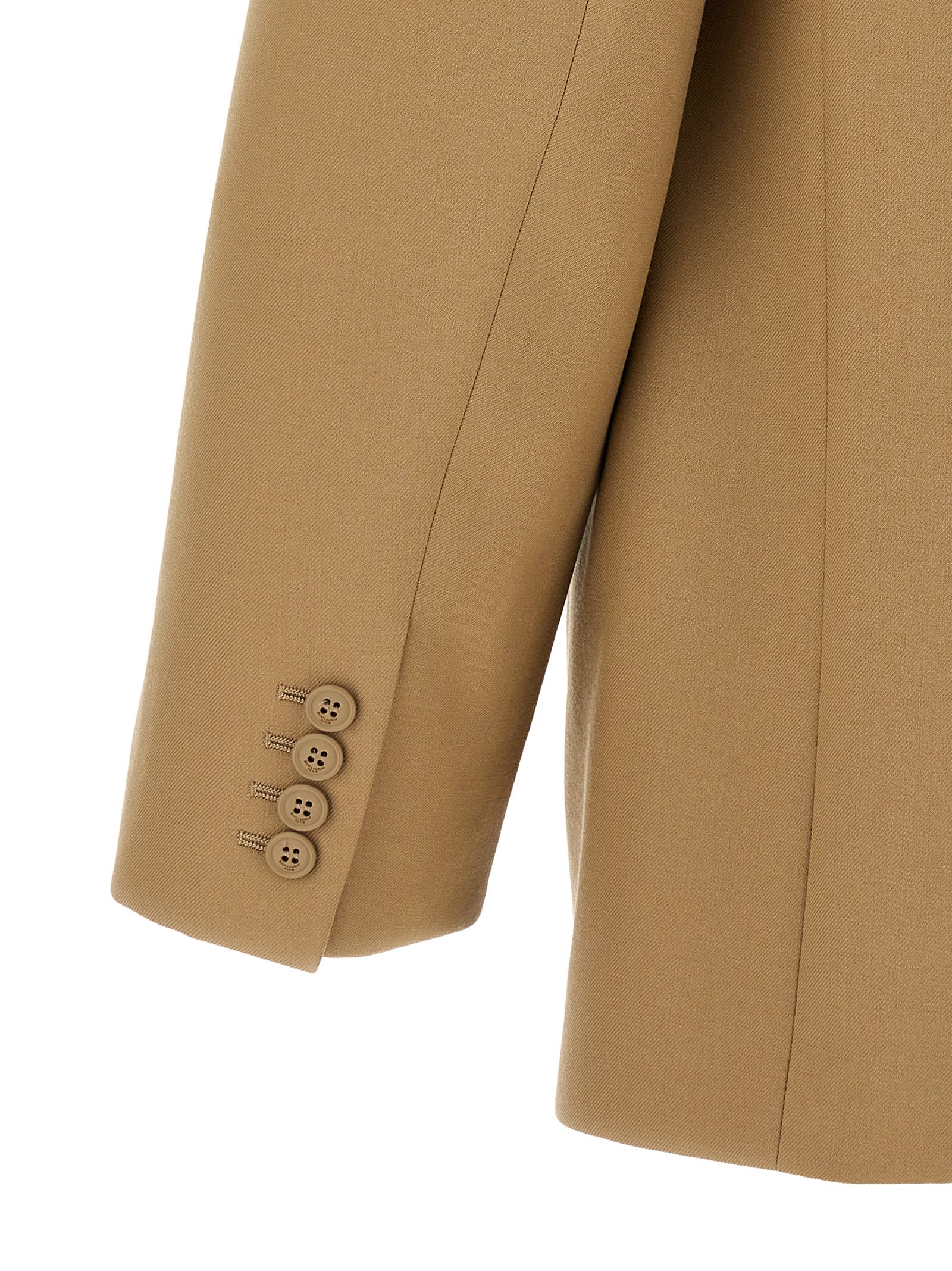 Saint Laurent Paris Men Wool Gabardine Single-breasted Jacket In Beige