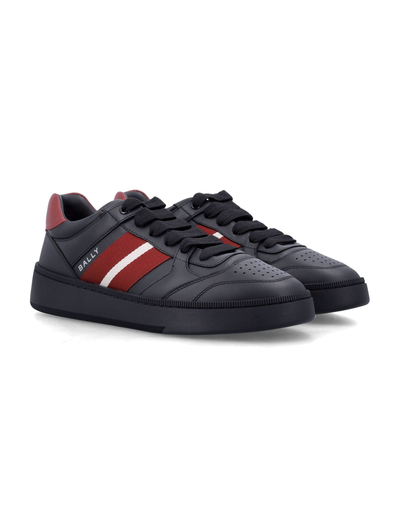 Shop Bally Rebby Sneakers In Black/black/red