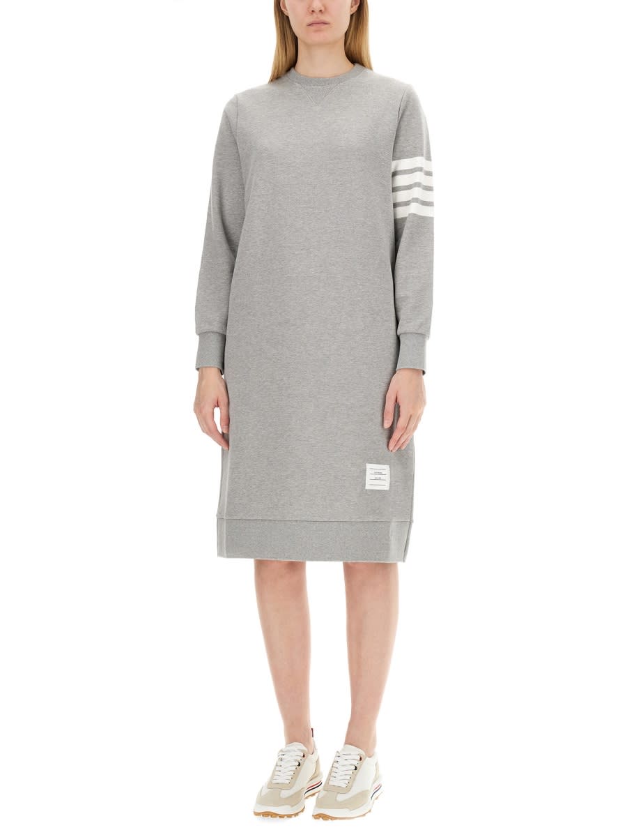 Shop Thom Browne Cotton Dress In Grey